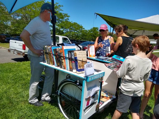 John Jermain Memorial Library introduced the book bike at last Saturday's farmer's market in Sag Harbor.