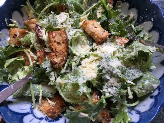 Baby Kale and Brussels Sprout Caesar Salad.