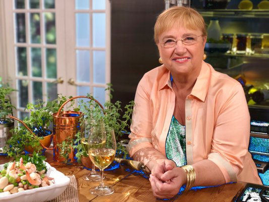 Lidia Bastianich on set the set of her television show.