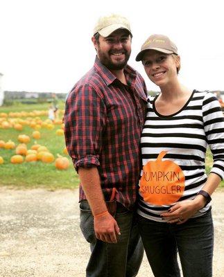 Nick Krupski and his wife, Rachel, last year before giving birth to their daughter.