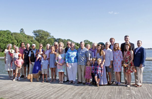 Several families gathered at Agawam Park recently for the dedication of flower boxes installed by the Village Improvement Association of Southampton.