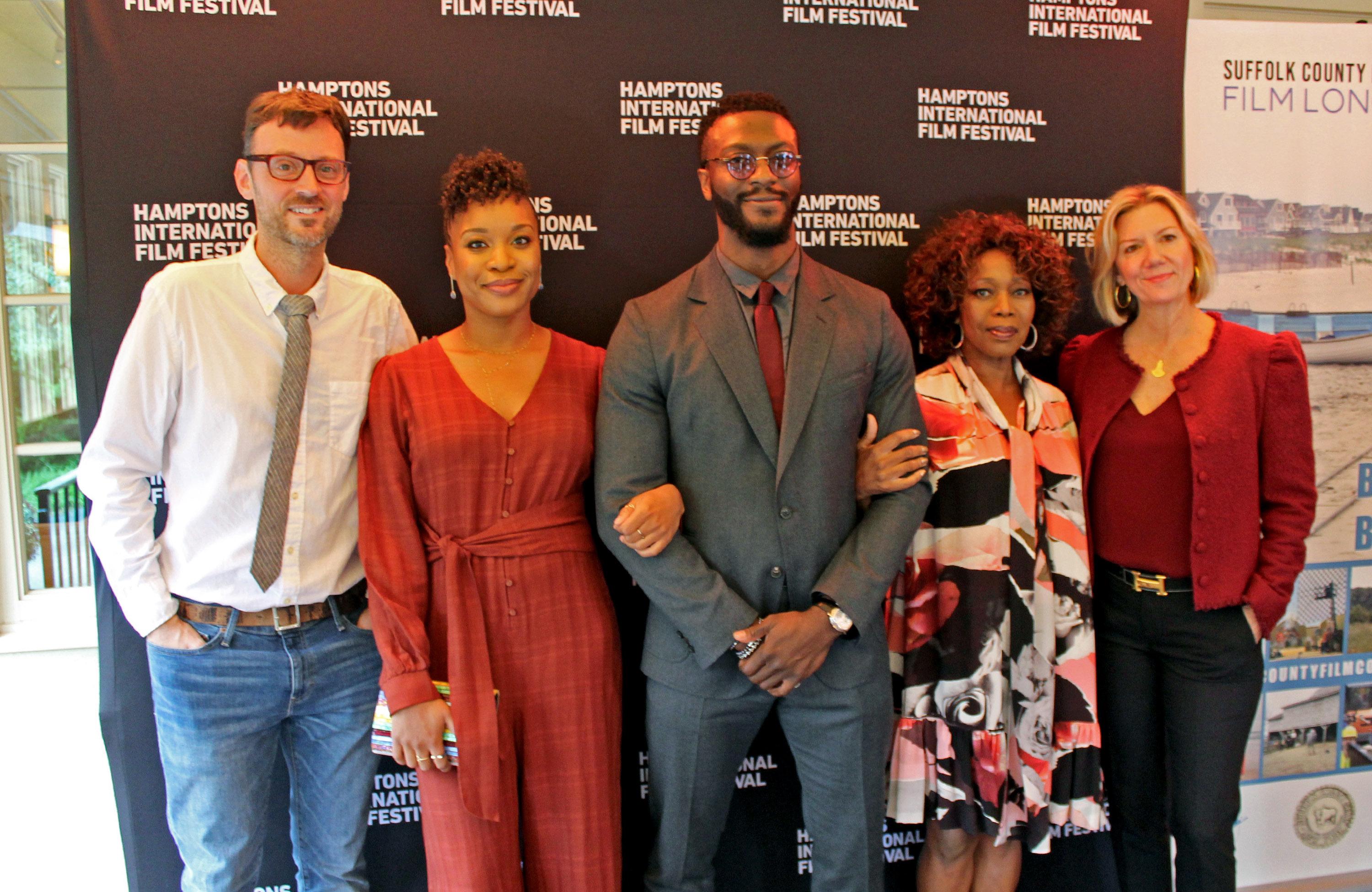 HIFF artistic director David Nugent, filmmaker Chinonye Chukwu (writer and director of the film “Clemency”), actor Aldis Hodge, actress Alfre Woodard, and HIFF executive director Anne Chaisson.