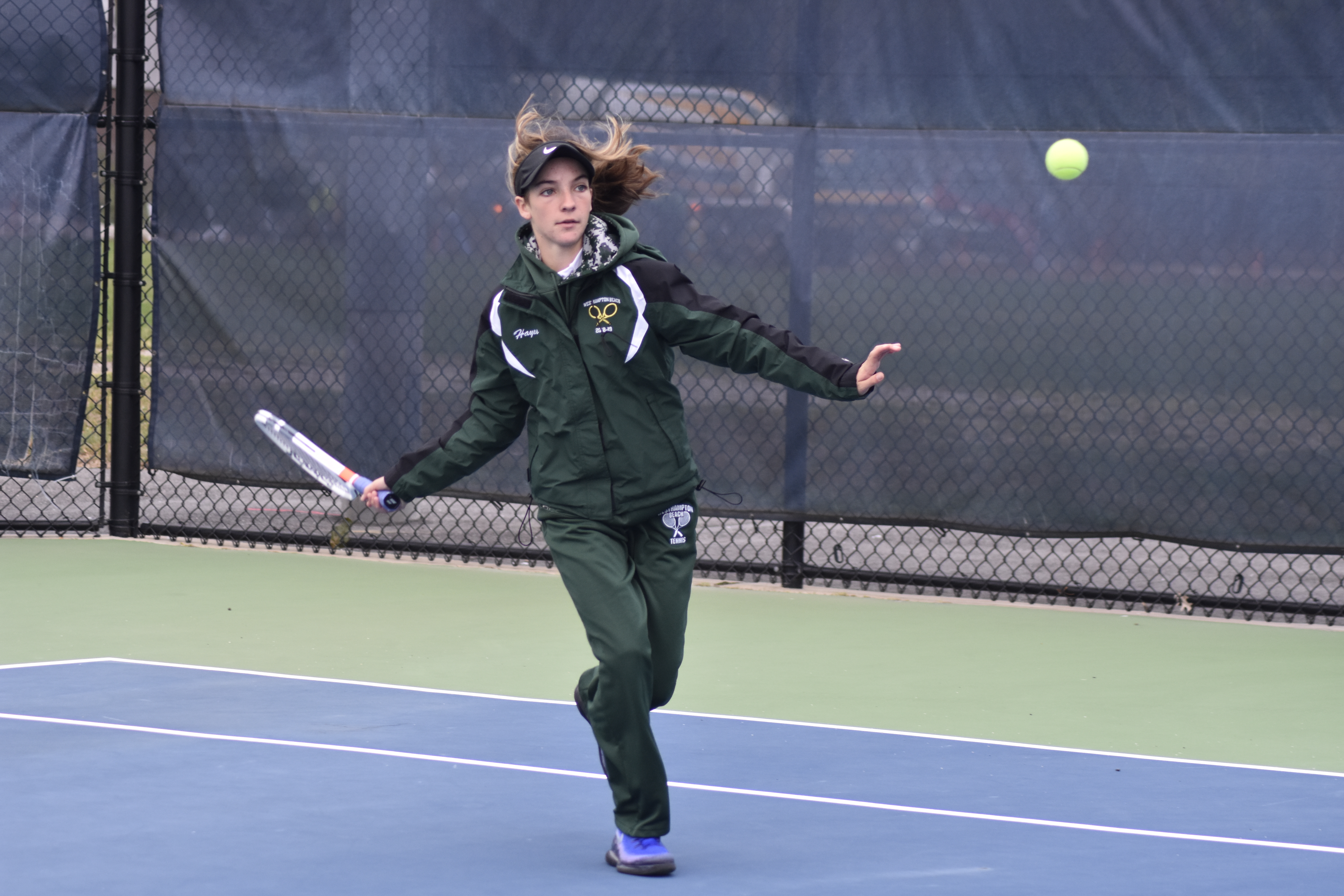 Westhampton Beach sophomore Rose Hayes won the Division IV singles title for the third consecutive year.