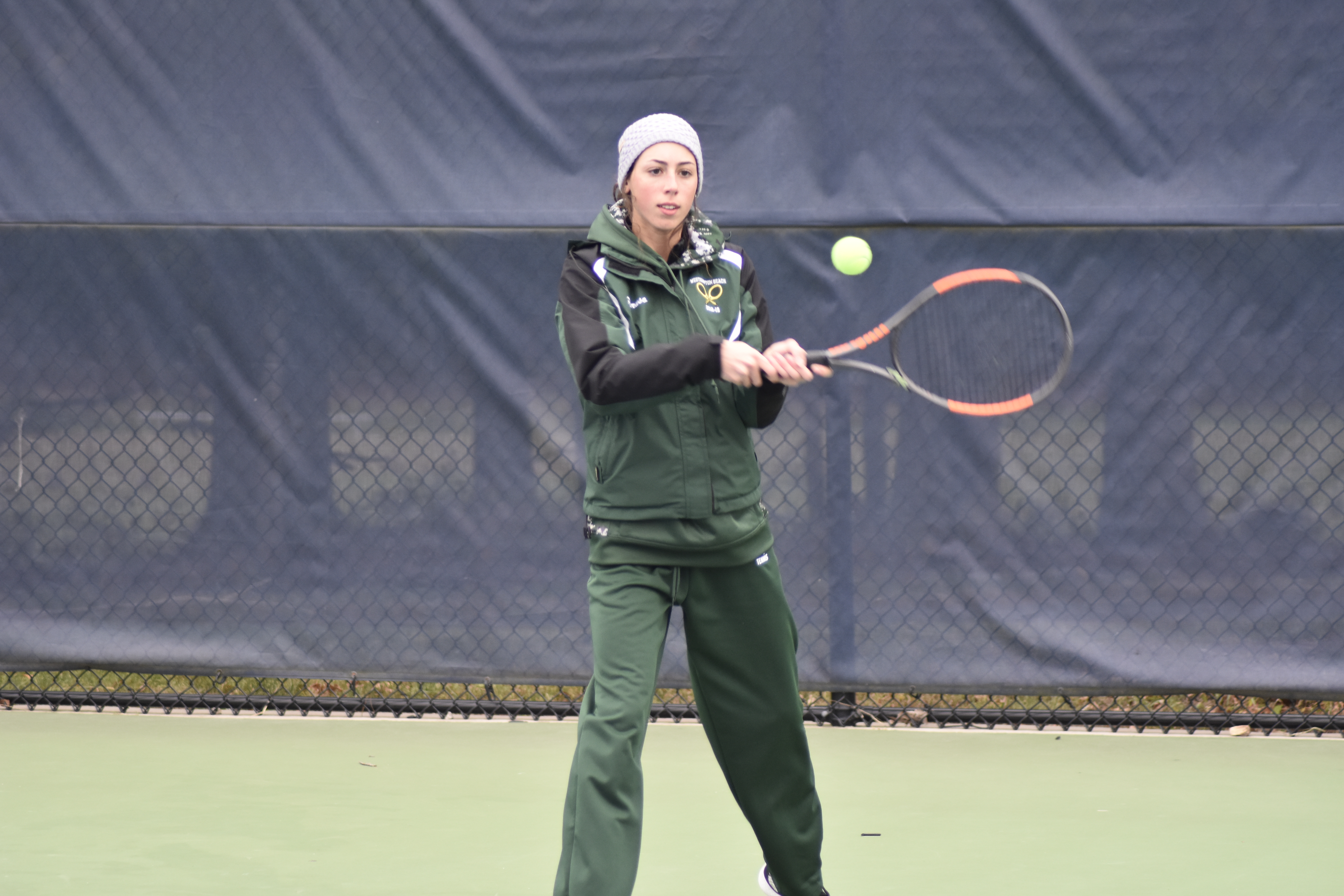 Rose Peruso, pictured, won the doubles title with teammate Jen Curran.