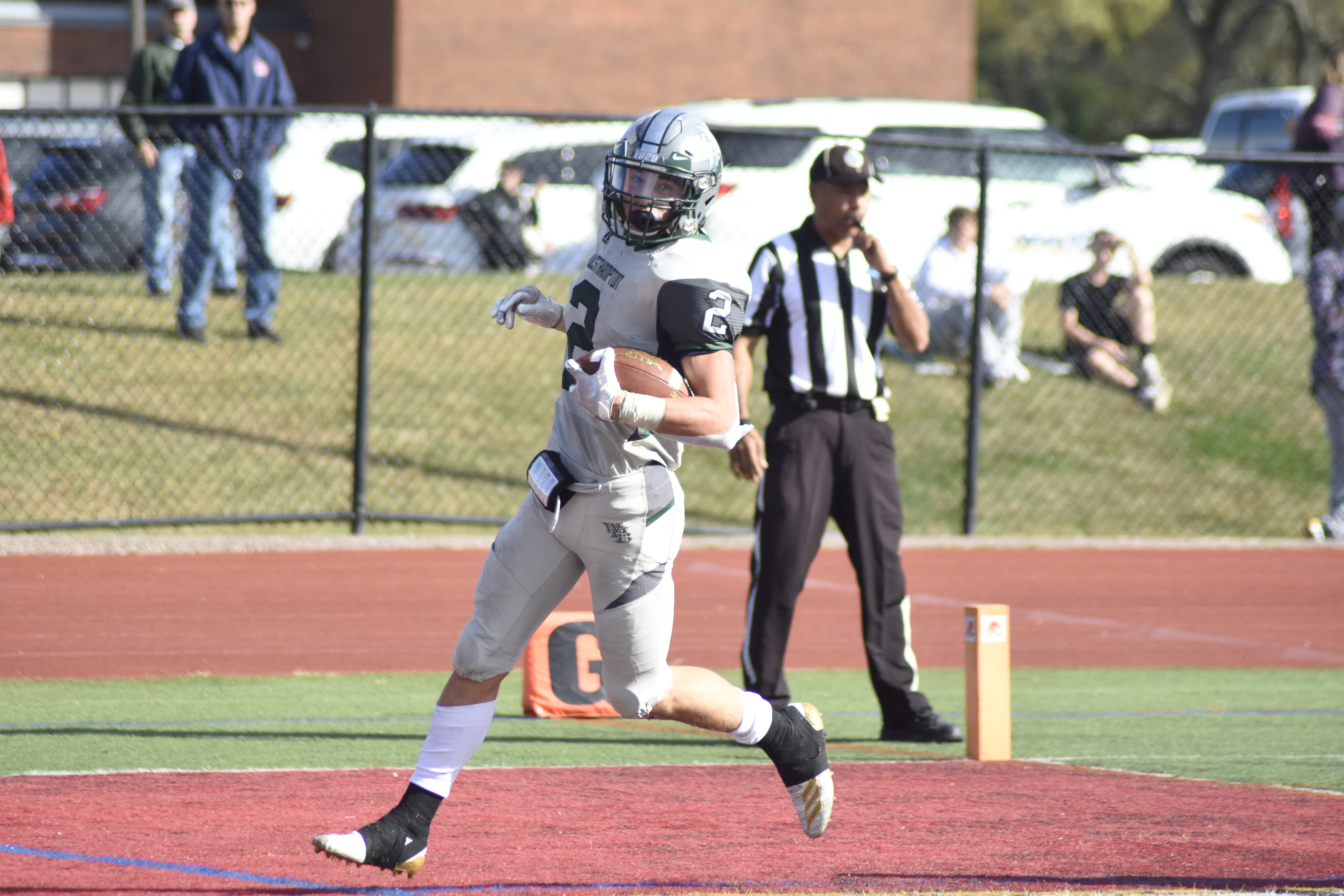 Westhampton Beach senior Jaden AlfanoStJohn rushed for 177 yards on 25 carries and scored all of the 'Canes three touchdowns on Saturday afternoon.