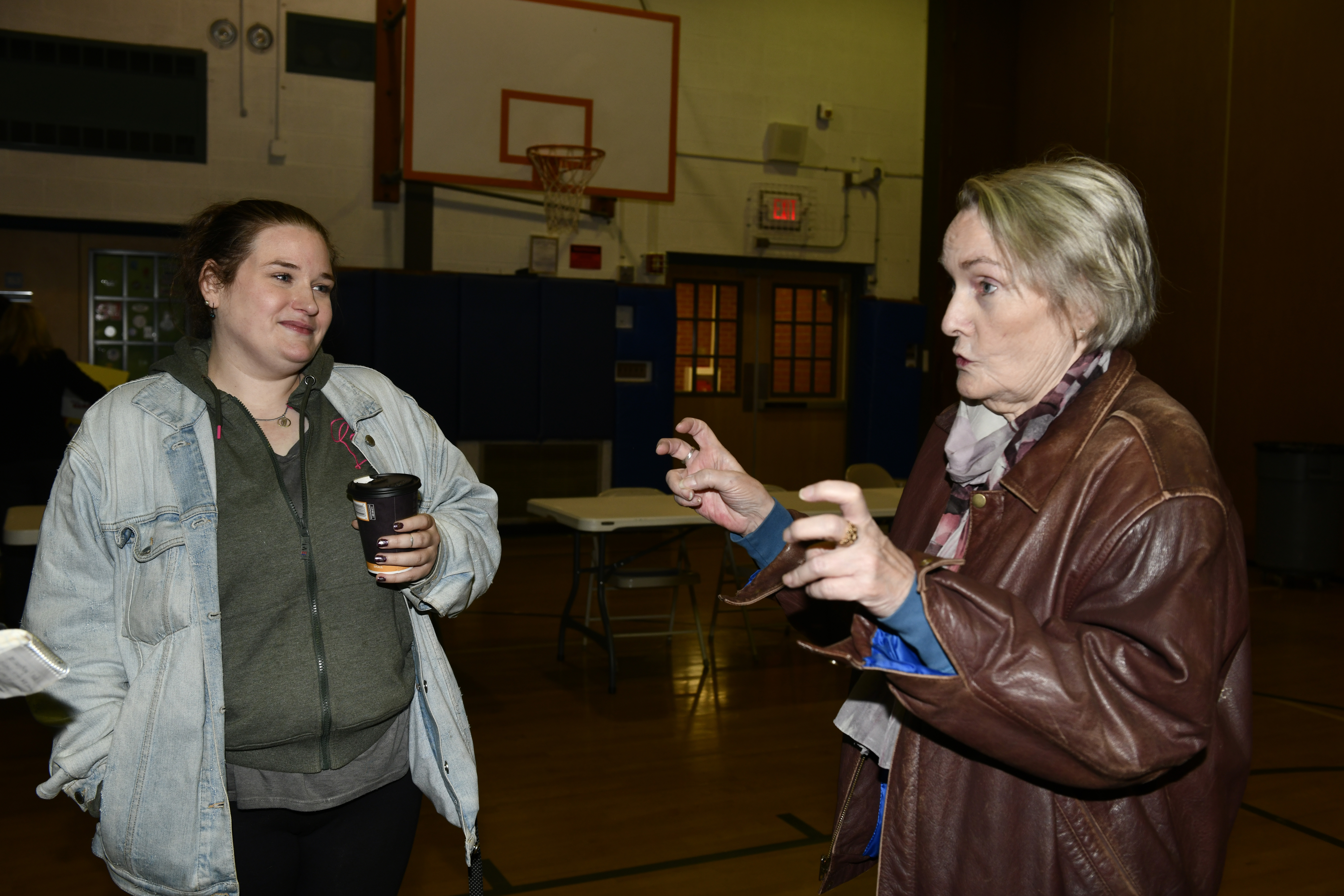 Meghan and Bernadette McDonough at the East Quogue School on Thursday night.  DANA SHAW