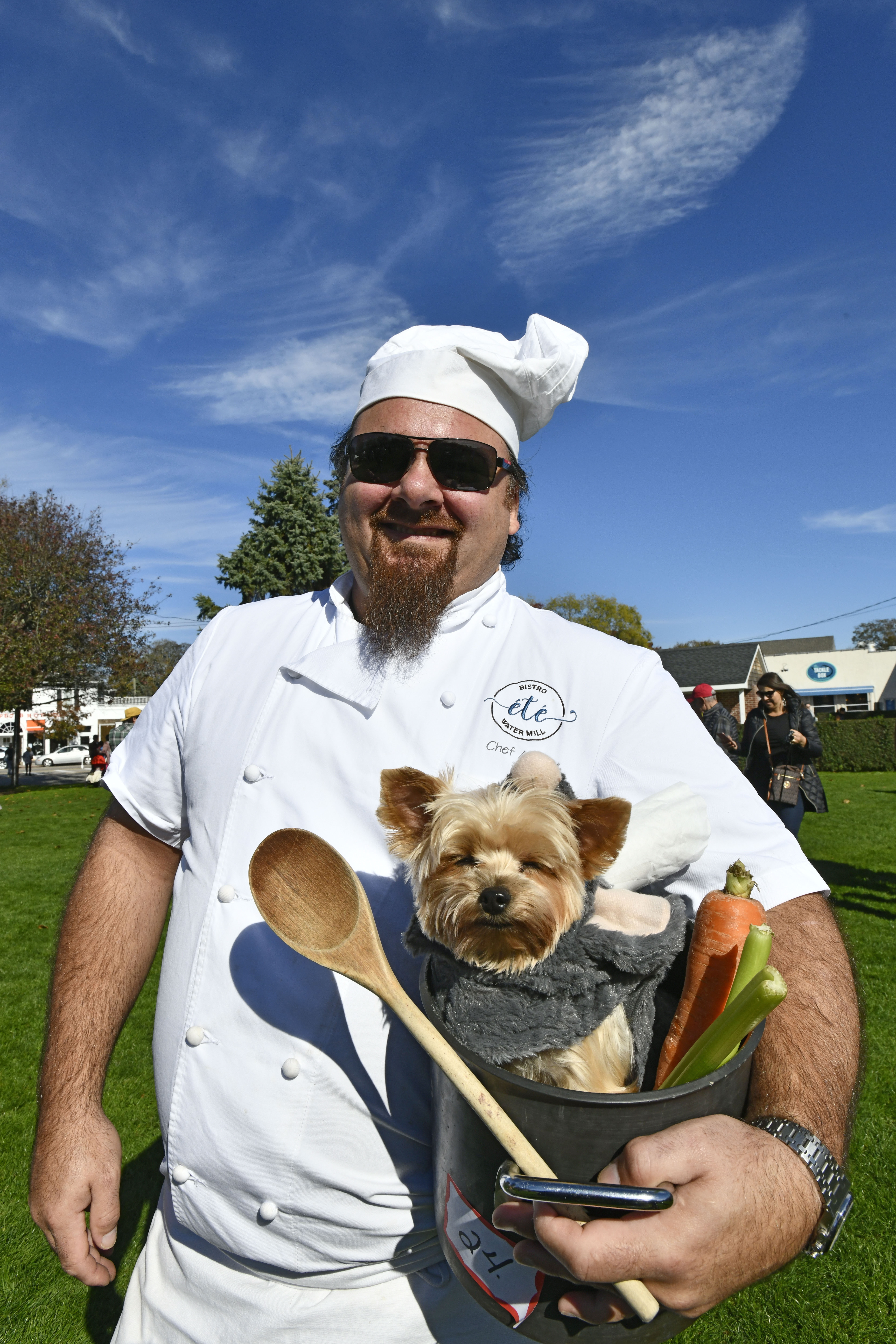 Chef Arie Pavlou of Bistro Été at the Little Lucy's Halloween Pet Parade in Agawam Park on Saturday. DANA SHAW