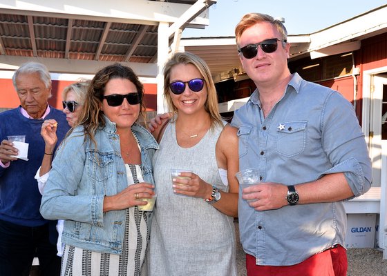Gone Local, a fundraiser for the Montauk Playhouse, took place at Rick’s Crabby Cowboy Cafe in Montauk on Thursday evening. From left, Jess Friedman, Maeve McLaughlin and Pat Maloney. KYRIL BROMLEY