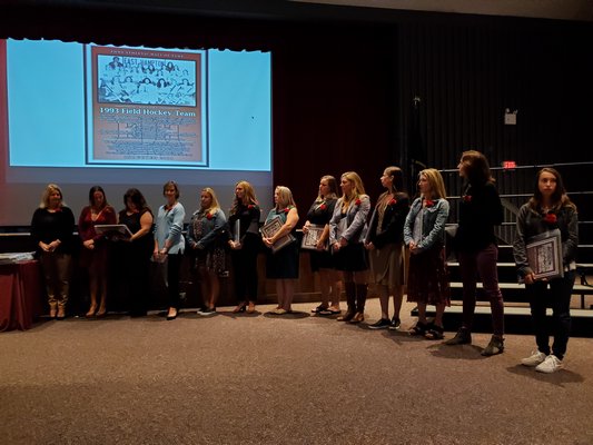 The 1993 field hockey team is inducted into the East Hampton Athletic Hall of Fame.