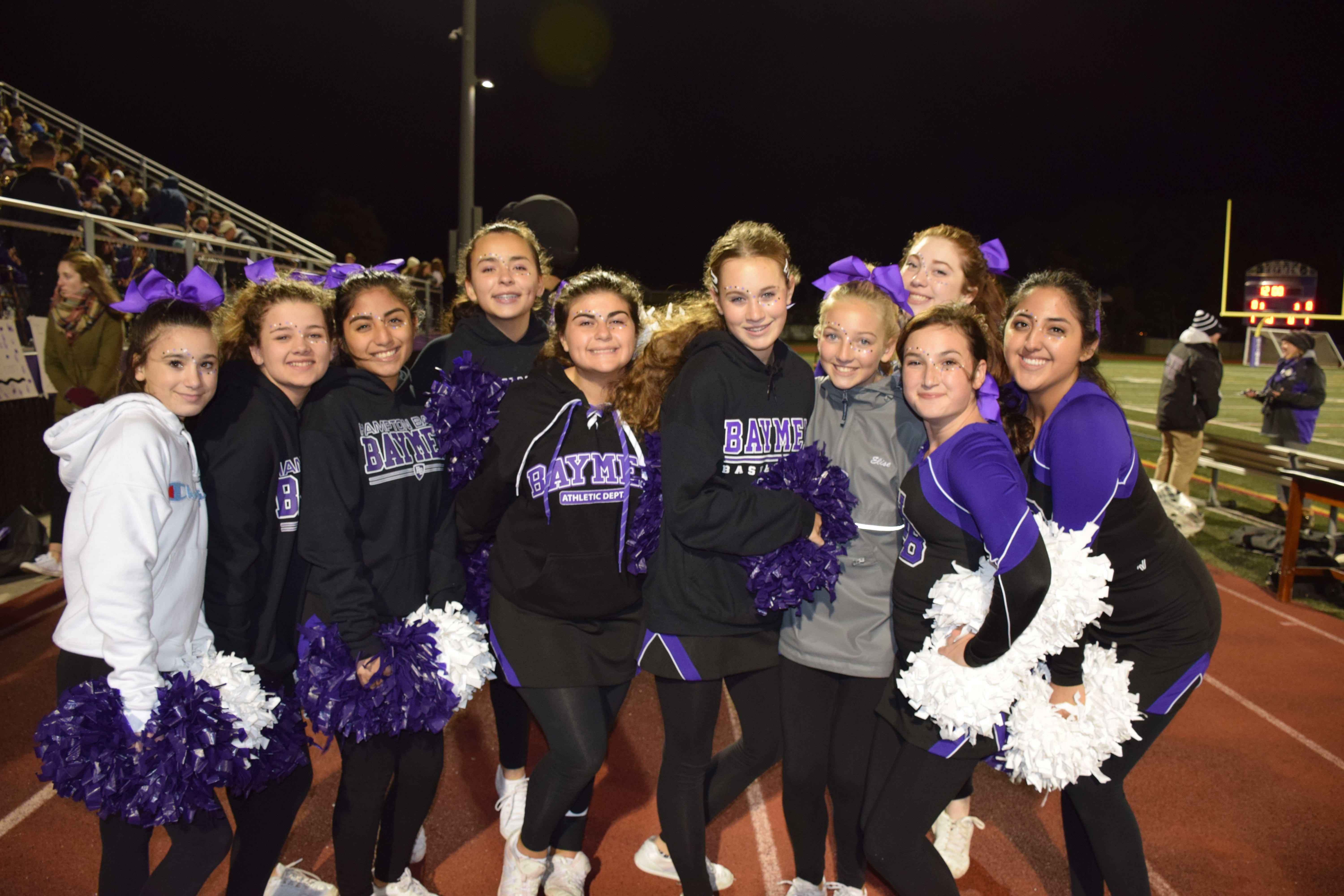 The Hampton Bays High School cheerleaders helped the Baymen to homecoming win against the Wyandanch Warriors on October 11.