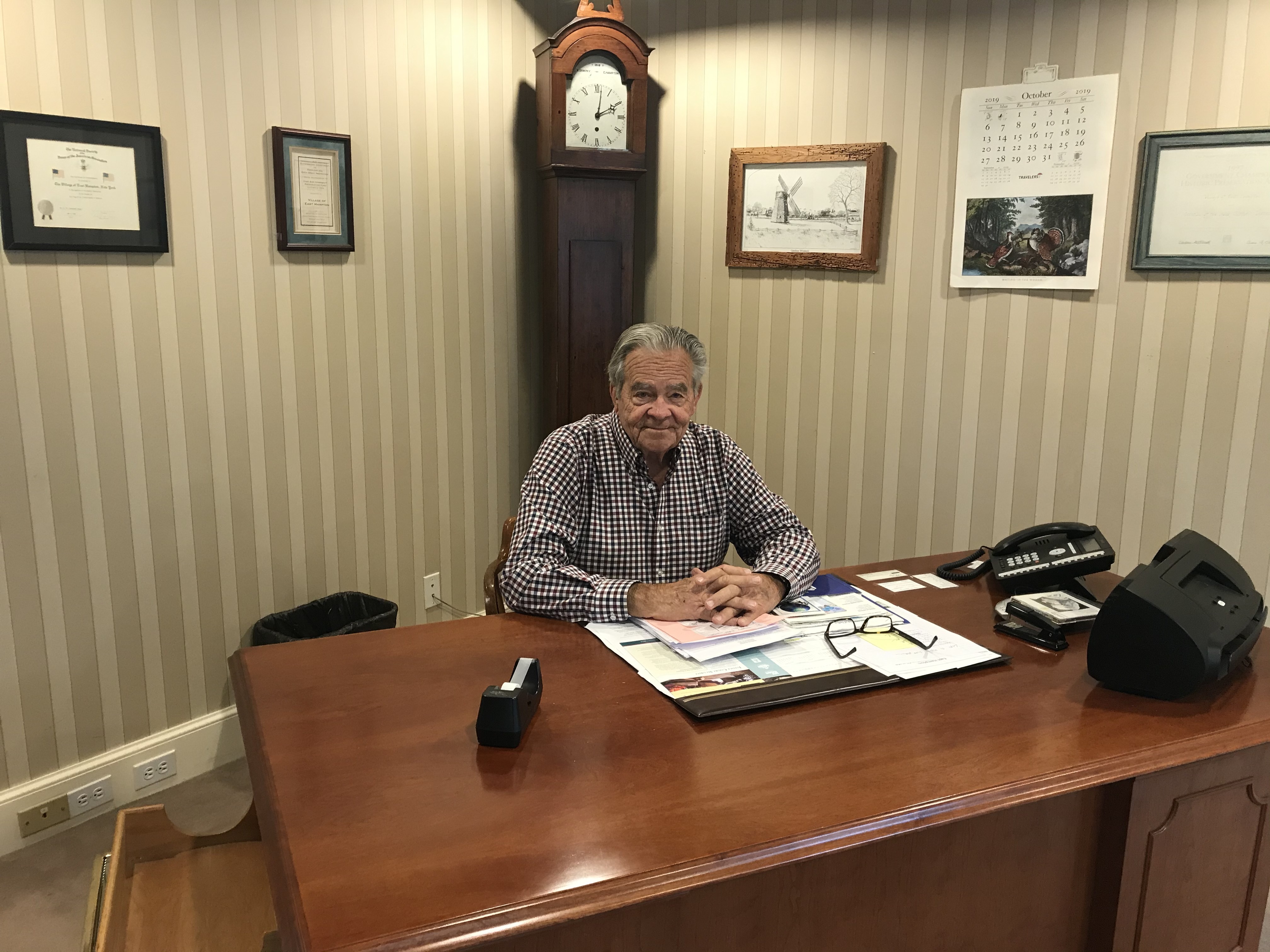 Mayor Paul F. Rickenbach Jr. in his office at East Hampton Village Hall this week.   ELIZABETH VESPE