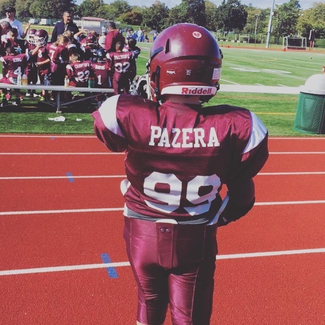 Jack Pazera plays right tackle for the 11-and-12-year-old Southampton PAL team.