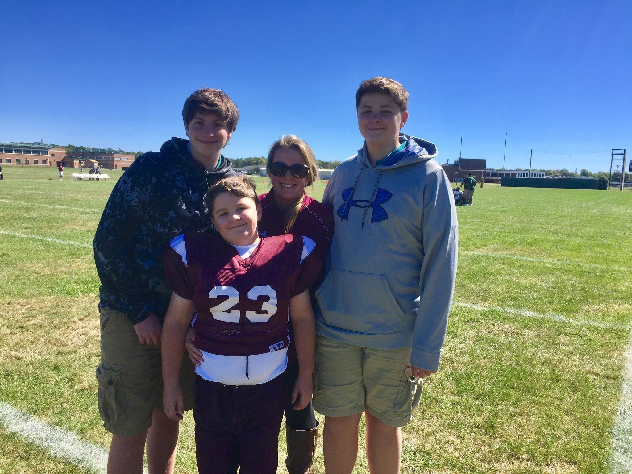 Jack Pazera, who plays on the 11-and-12-year-old Southampton PAL team, with his sister Brianna Ottati and brothers Nick and Owen.