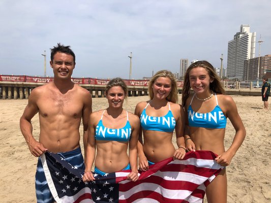 Ryan Paroz, Amanda Calabrese, Sophia Swanson and Bella Tarbet all competed with USLA at the 2019 International Surf Rescue Challenge.