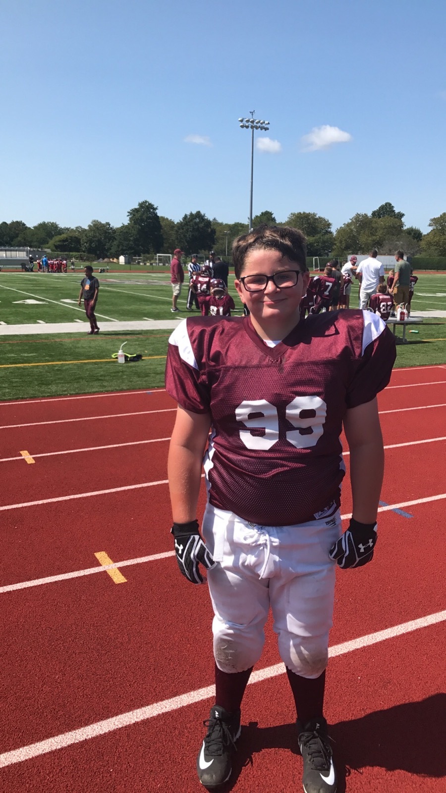 Jack Pazera plays right tackle for the 11-and-12-year-old Southampton PAL team.