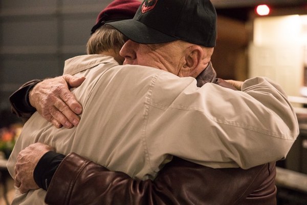 Vietnam Veteran of the Battle of Xi Cam My, Phil Hall is moved to tears after watching a scene shot for 