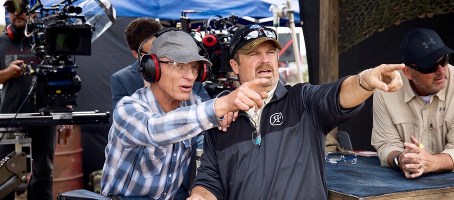 Todd Robinson, right, on set with veteran actor and longtime friend, Ed Harris. 