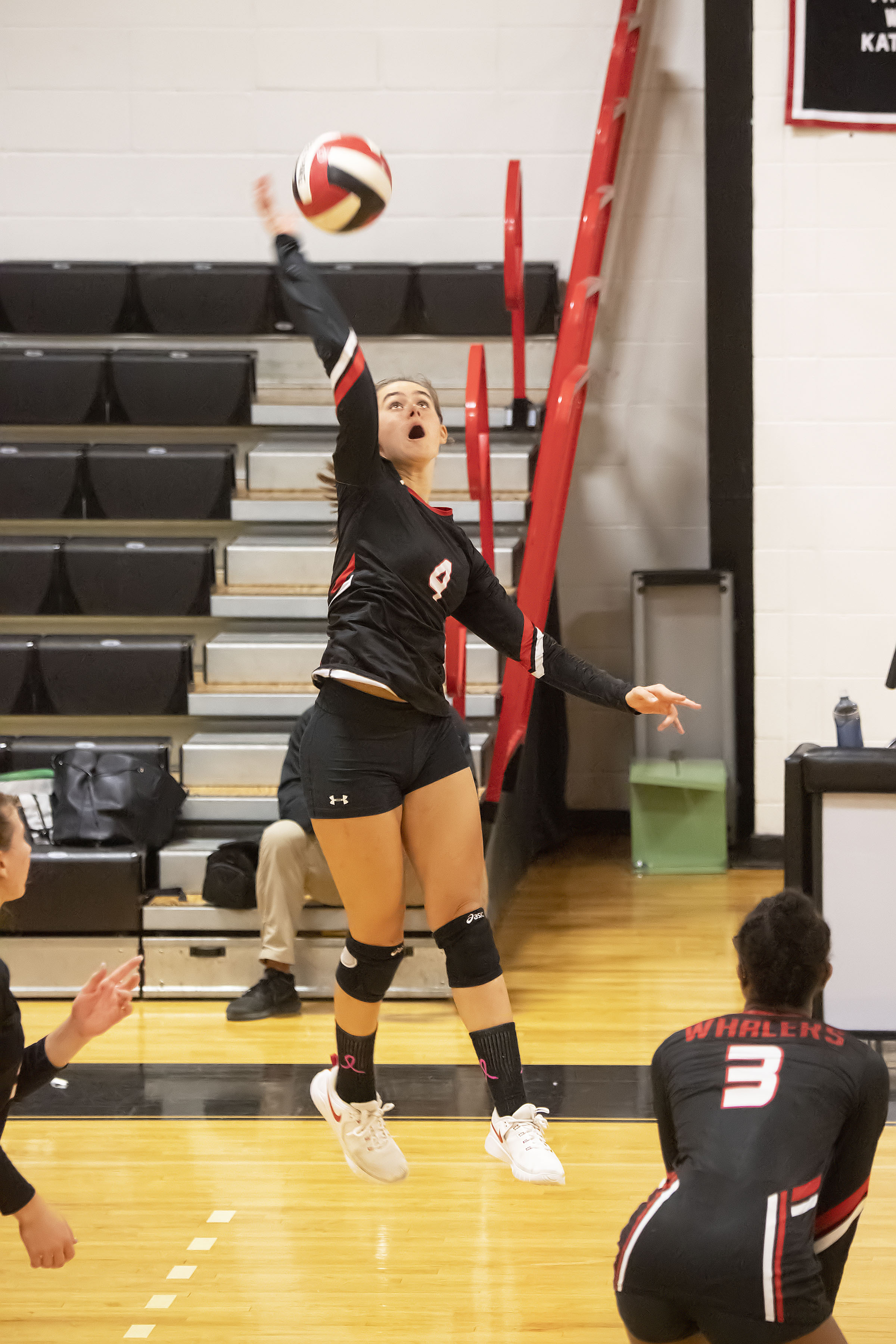 Pierson's Samantha Cox goes up for a spike.