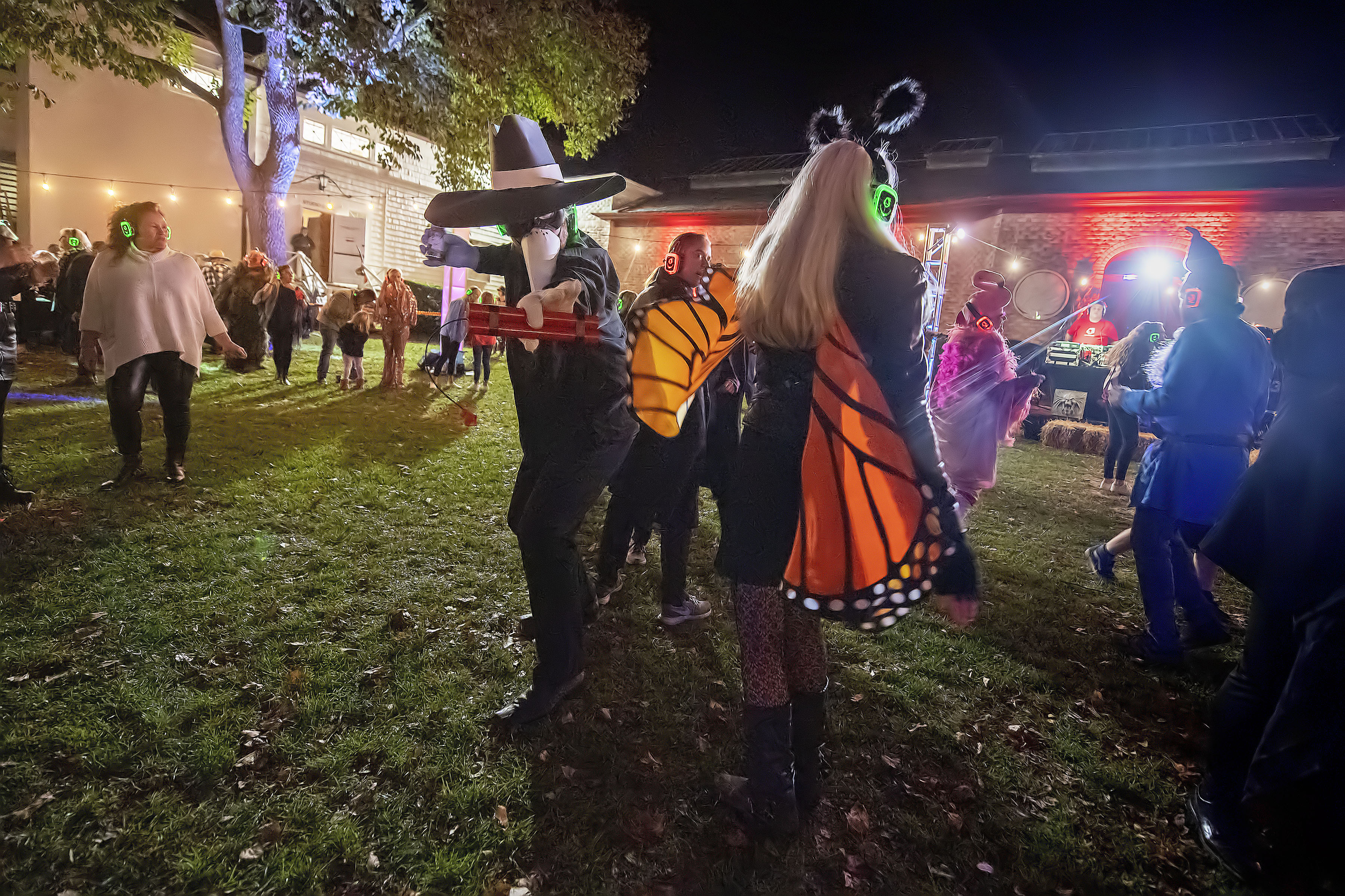 Greg Monske dances with Fay Henderson during the  Halloween Silent Disco Party sponsored by the Southampton Arts Center on Saturday night.  MICAHEL HELLER