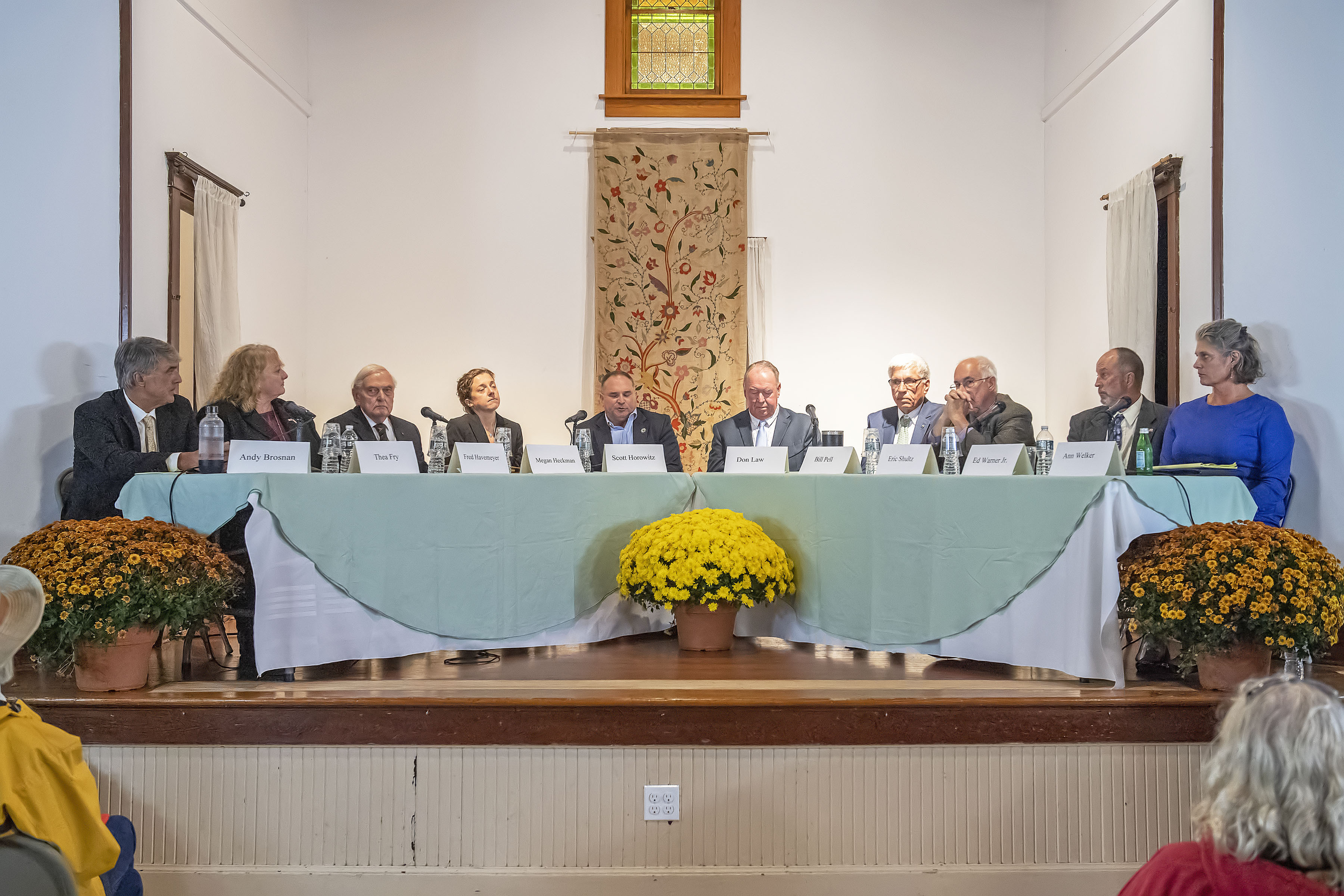 The panel of Southampton Town Trustee Candidates during a Meet the Candidates night at the Water Mill Community House on Wednesday, October 16.  MICHAEL HELLER