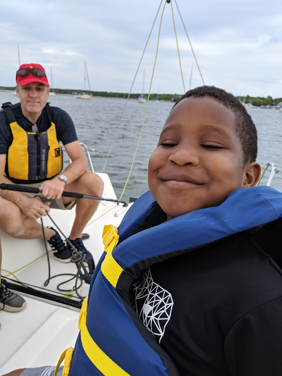 The students from the Springs School Mentor Program went with sailing with their mentors in June.  COURTESY CHRISTINE CLEARY