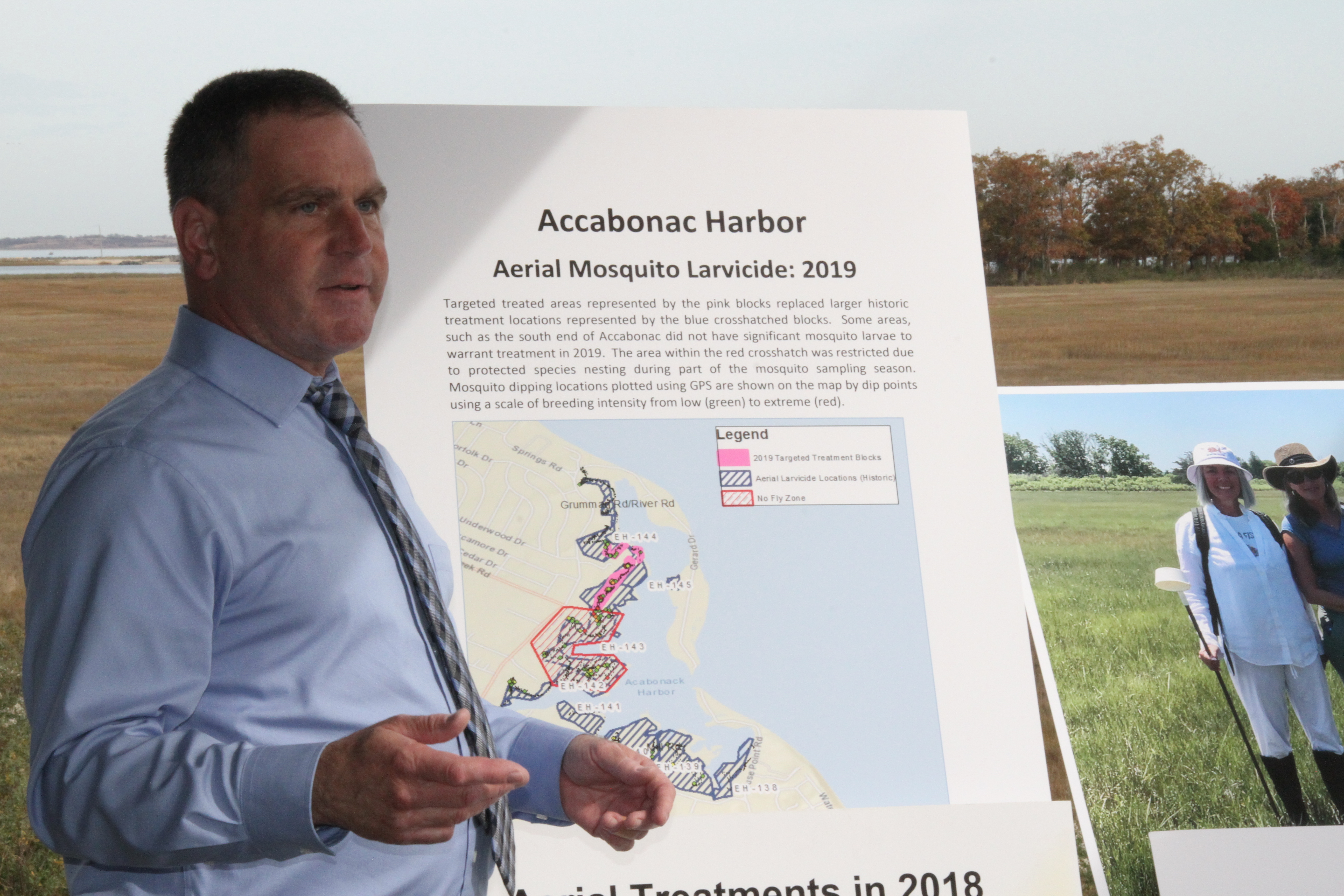 Suffolk County and East Hampton Town officials this week applauded the benefits that an East Hampton Town Trustees-led effort to reduce mosquito spraying over Accabonac Harbor has brought.