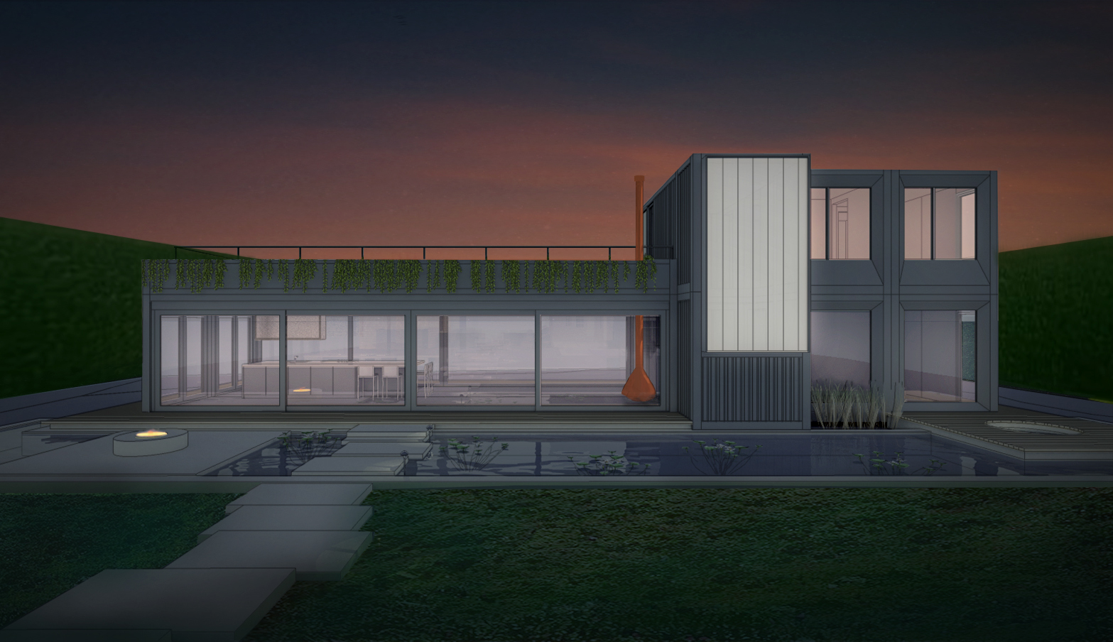 Ammor Architecture LLP's rendering of the modern home under construction at 13 Egypt Lane using shipping containers.