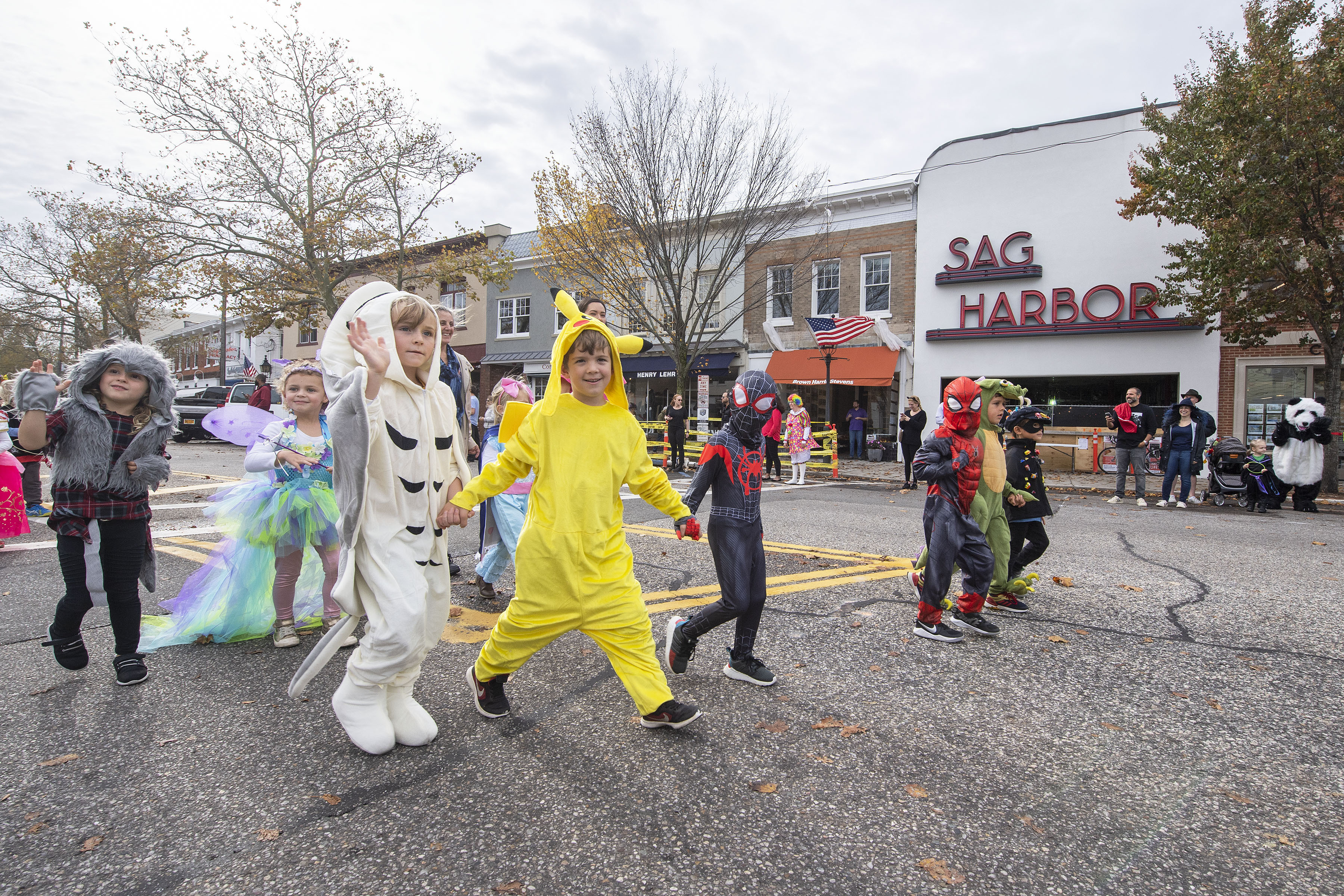 Kids make their way up and down Main Street during the 2019 Sag Harbor Elementary School Halloween Parade on Main Street on Thursday, October 31.    MICAHEL HELLER
