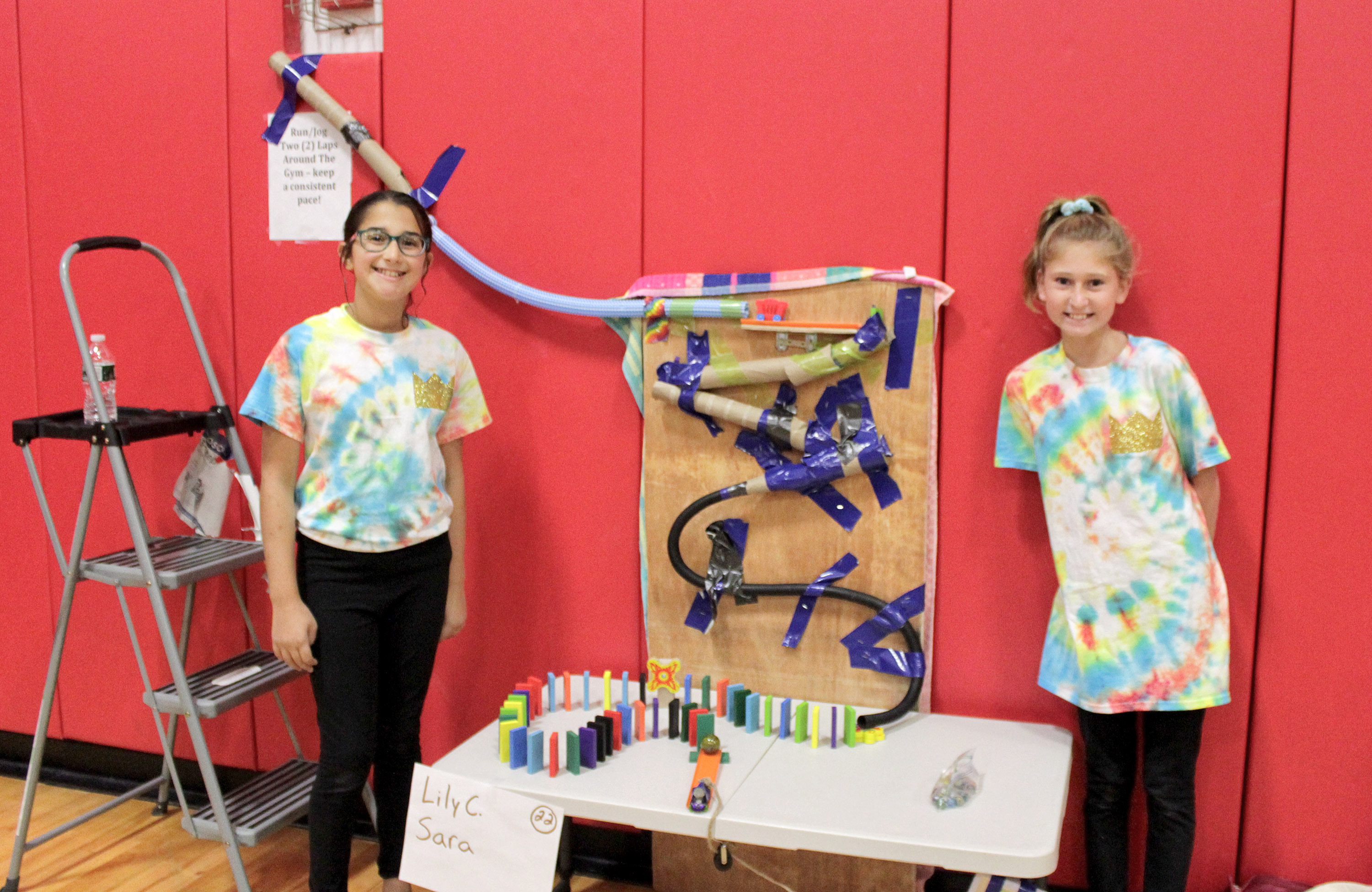 Sag Harbor Elementary School students got to showcase their complicated contraptions at a Rube Goldberg Fair at the school on Friday. TOM KOCHIE