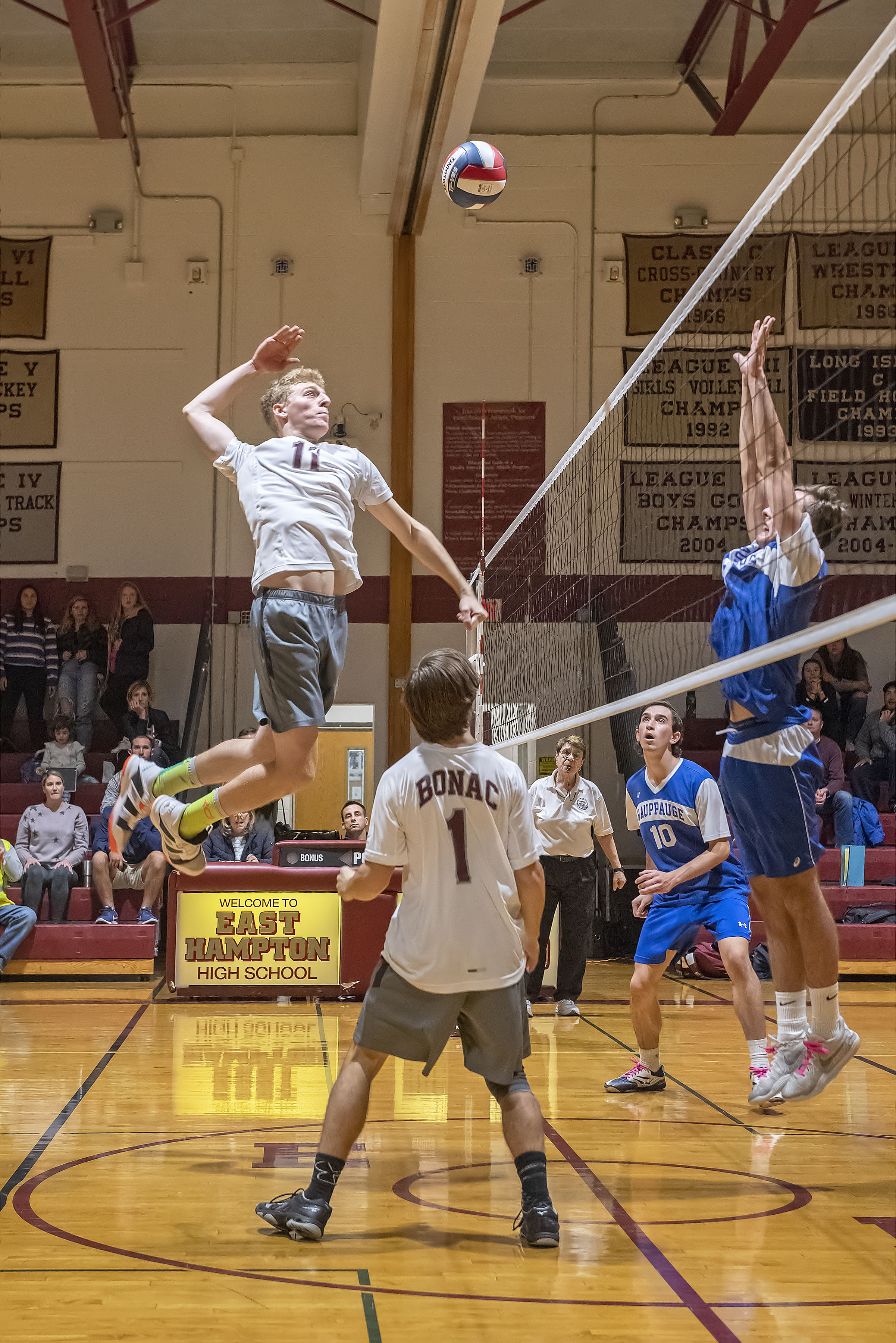 Senior Clark Miller paced the Bonackers on Friday but it wasn't enough in the tough five-set loss.