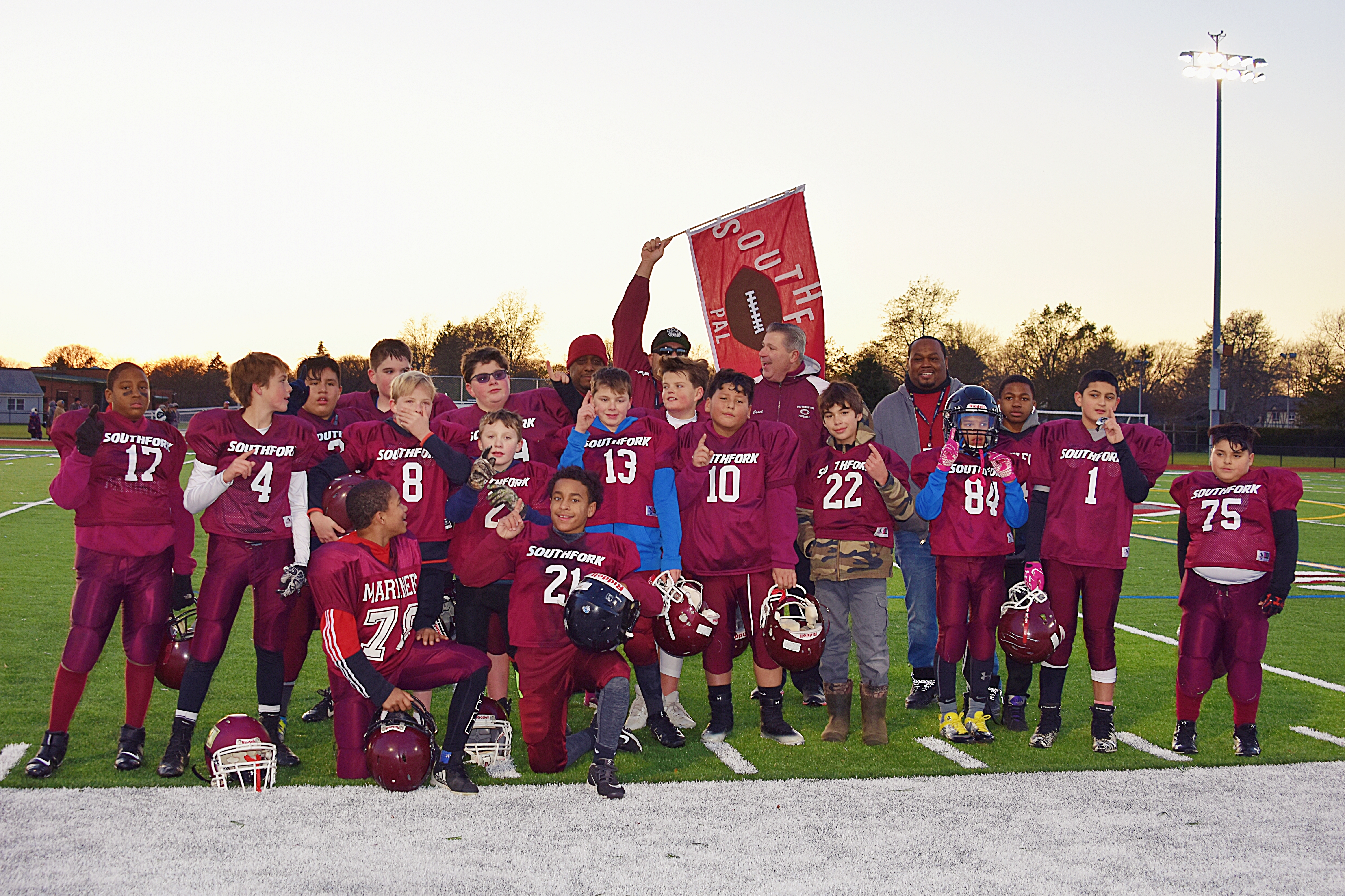 The South Fork fifth and sixth grade team defeated Center Moriches, 12-0, on Saturday afternoon to win the championship and finish the season undefeated at 9-0.