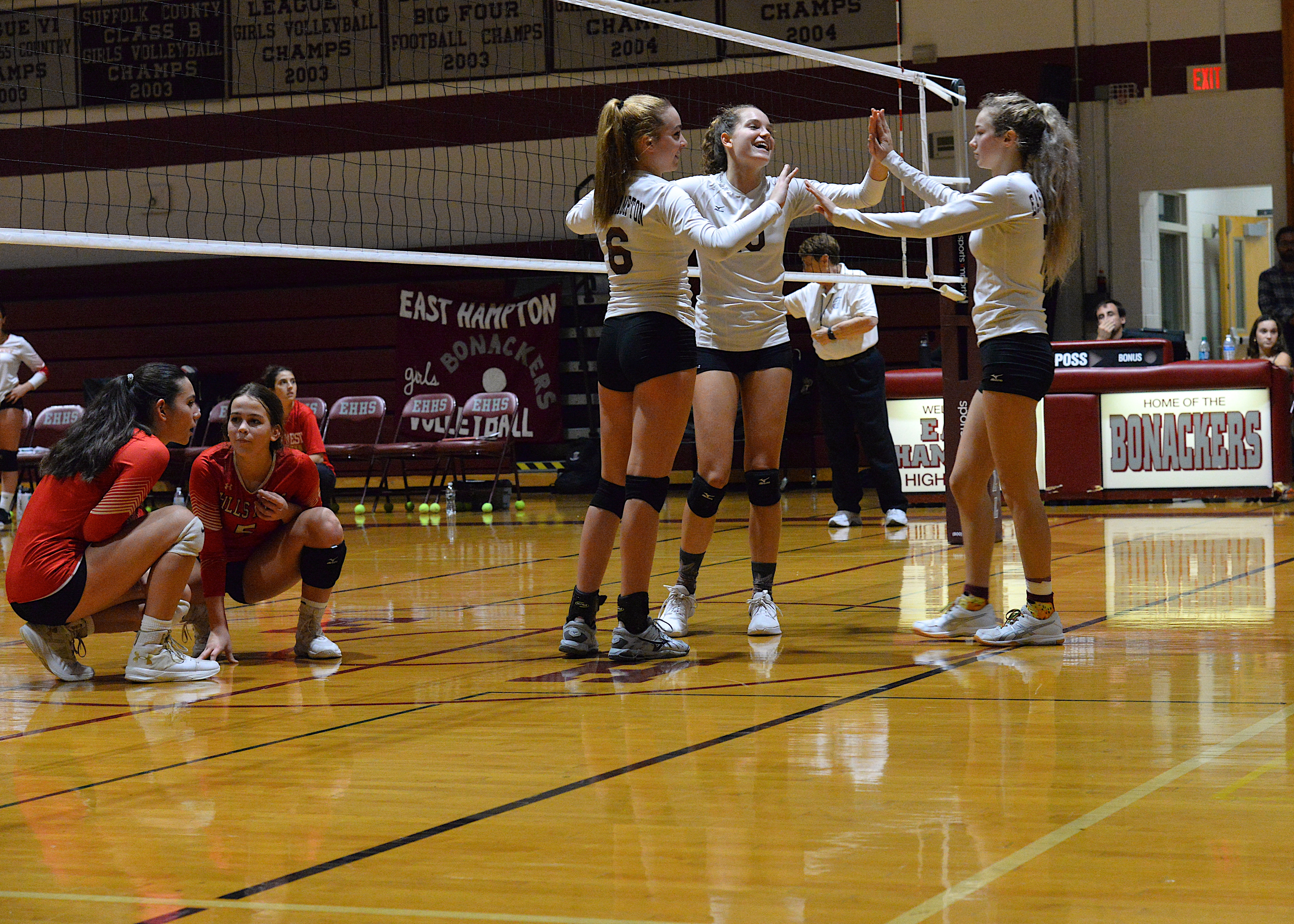 The Lady Bonackers are all smiles during their 3-1 victory on Wednesday.