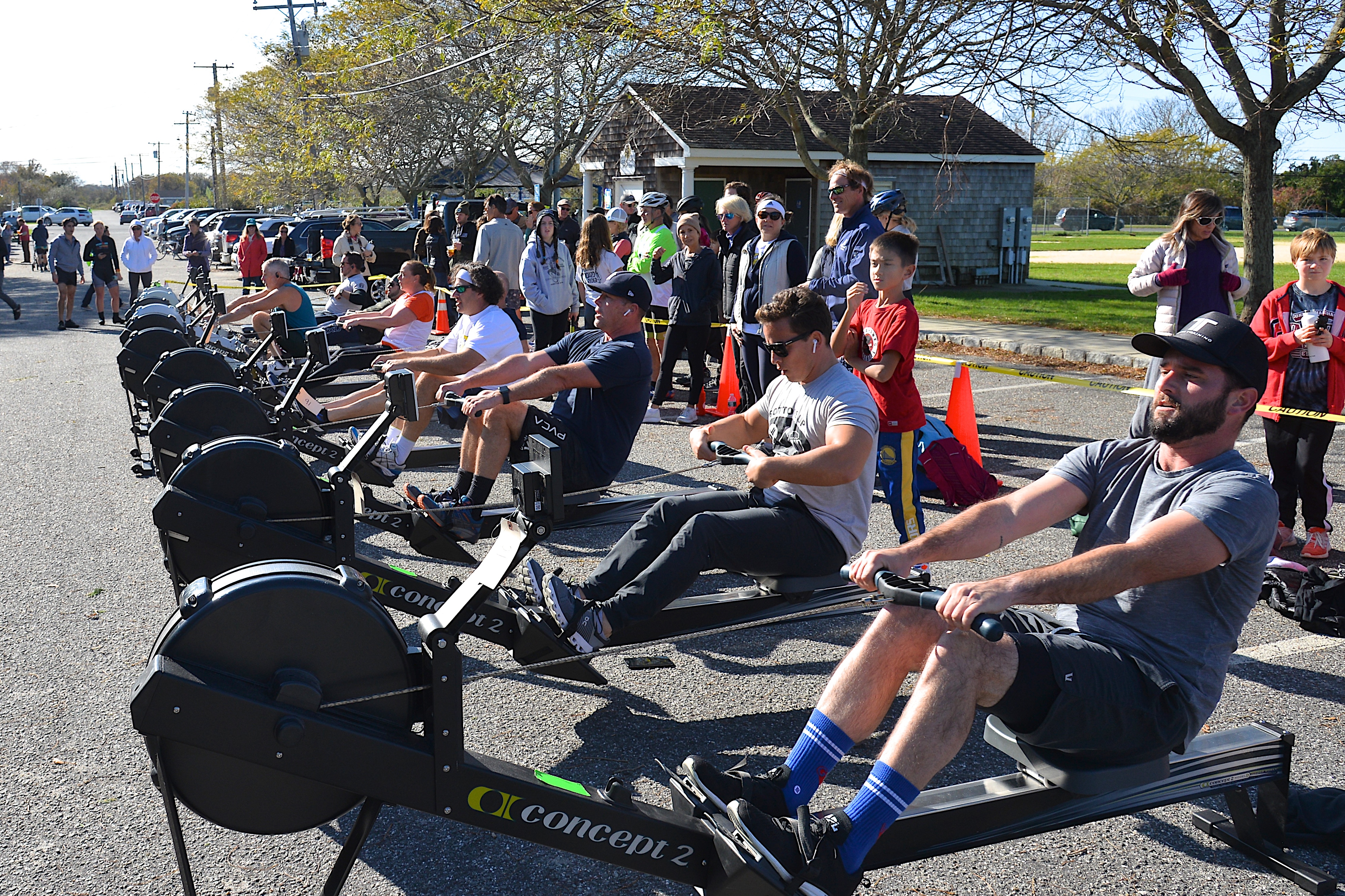 The annual Brew-athlon, to benefit the Old Montauk Athletic Club, had a sunny day for competitors who teamed up to row, bike, run and row on Saturday, starting at the Montauk Brewing Company. KYRIL BROMLEY