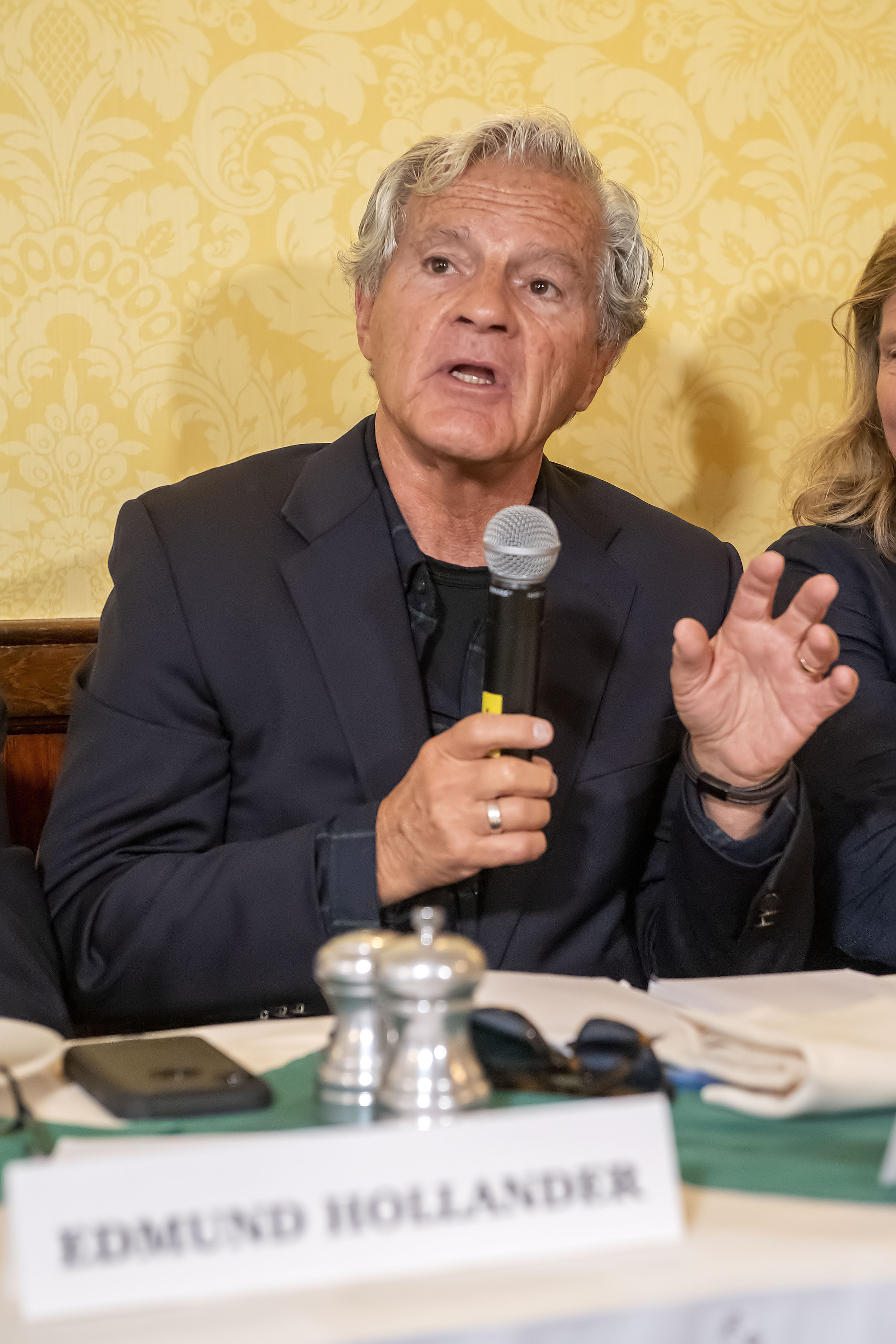 Panelist Jim Larocca speaks during the Express Sessions - Sag Harbor Public Spaces event at the American Hotel in Sag Harbor on Friday.    MICHAEL HELLER