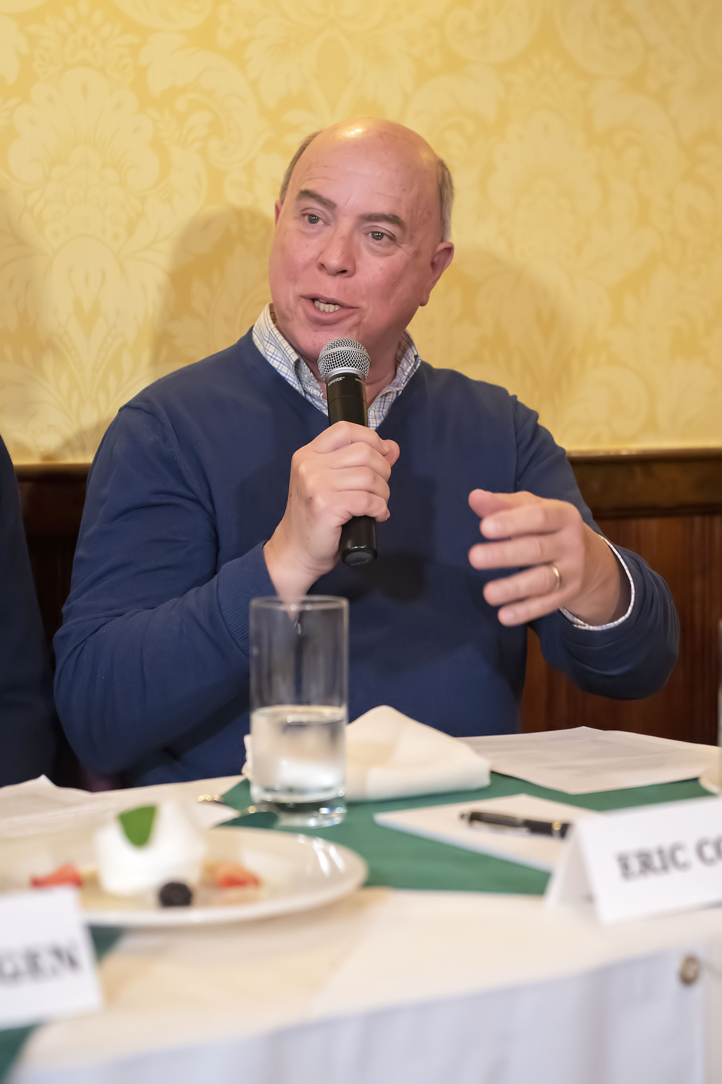 Panelist Eric Cohen speaks during the Express Sessions - Sag Harbor Public Spaces event at the American Hotel in Sag Harbor on Friday.   MICHAEL HELLER