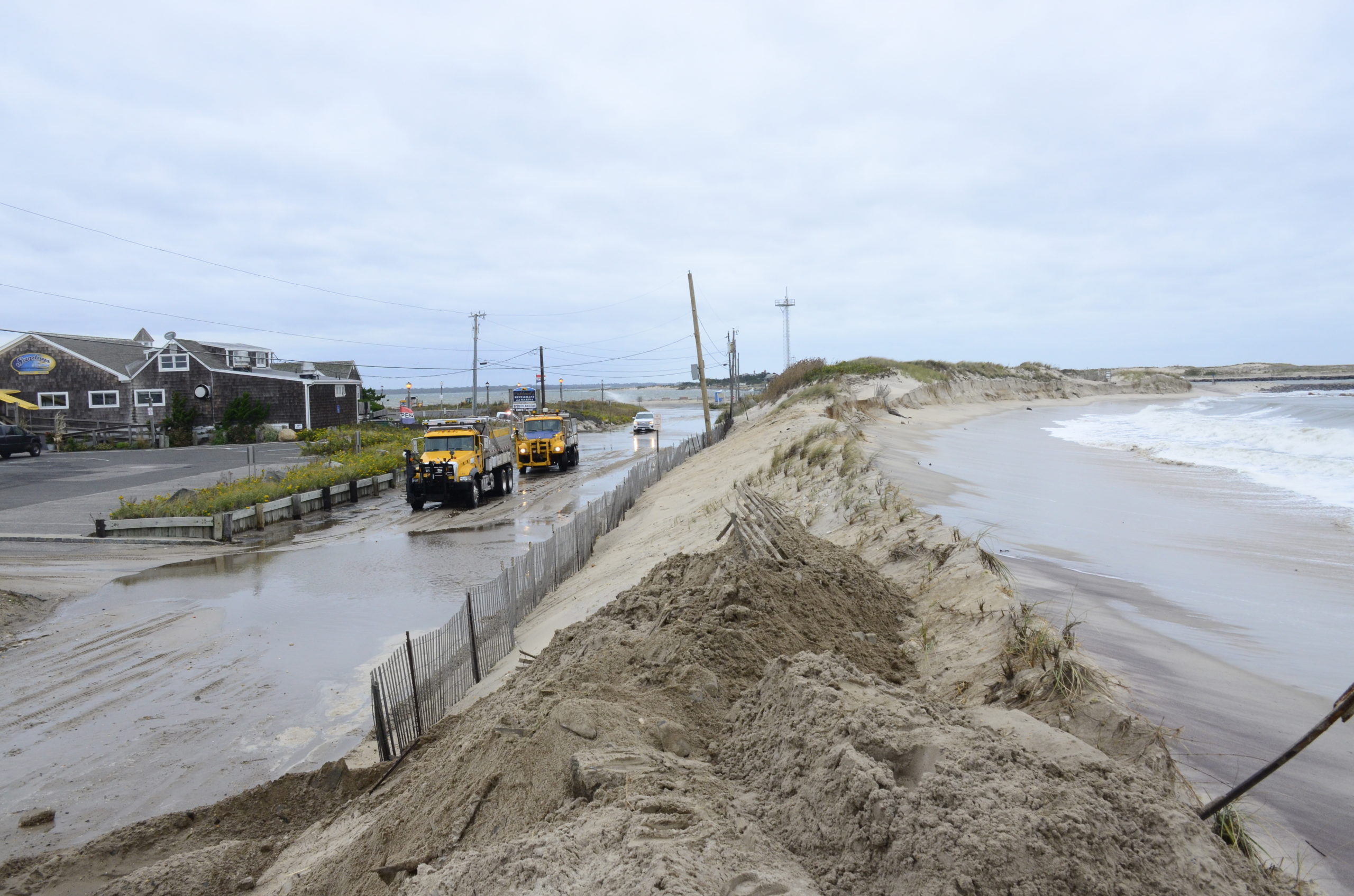 Suffolk County crews helped rebuild a dune in Hampton Bays in October. GREG WEHNER