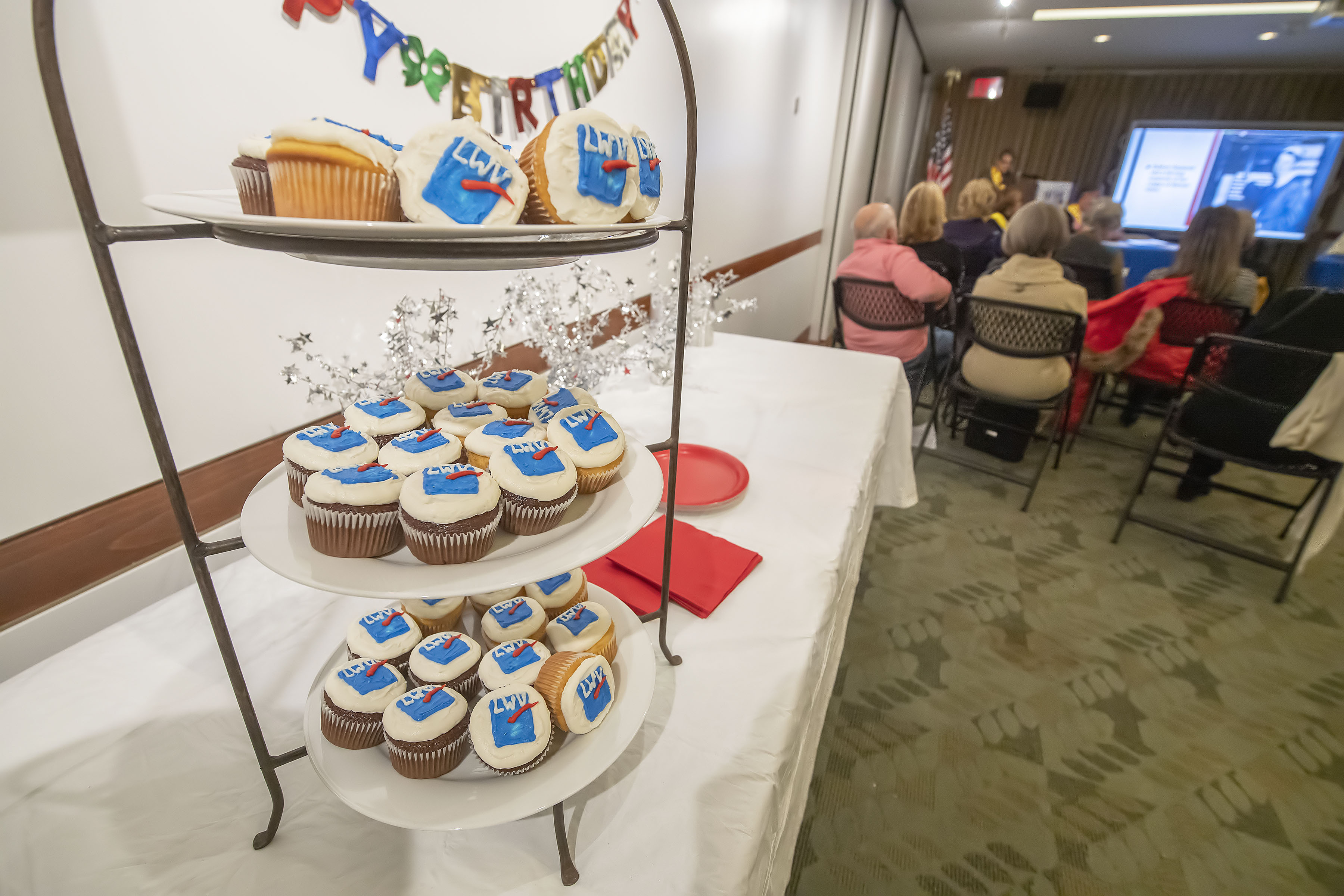 Special cupcakes during a gathering to celebrate of the 100th Anniversary of the League of Women Voters.