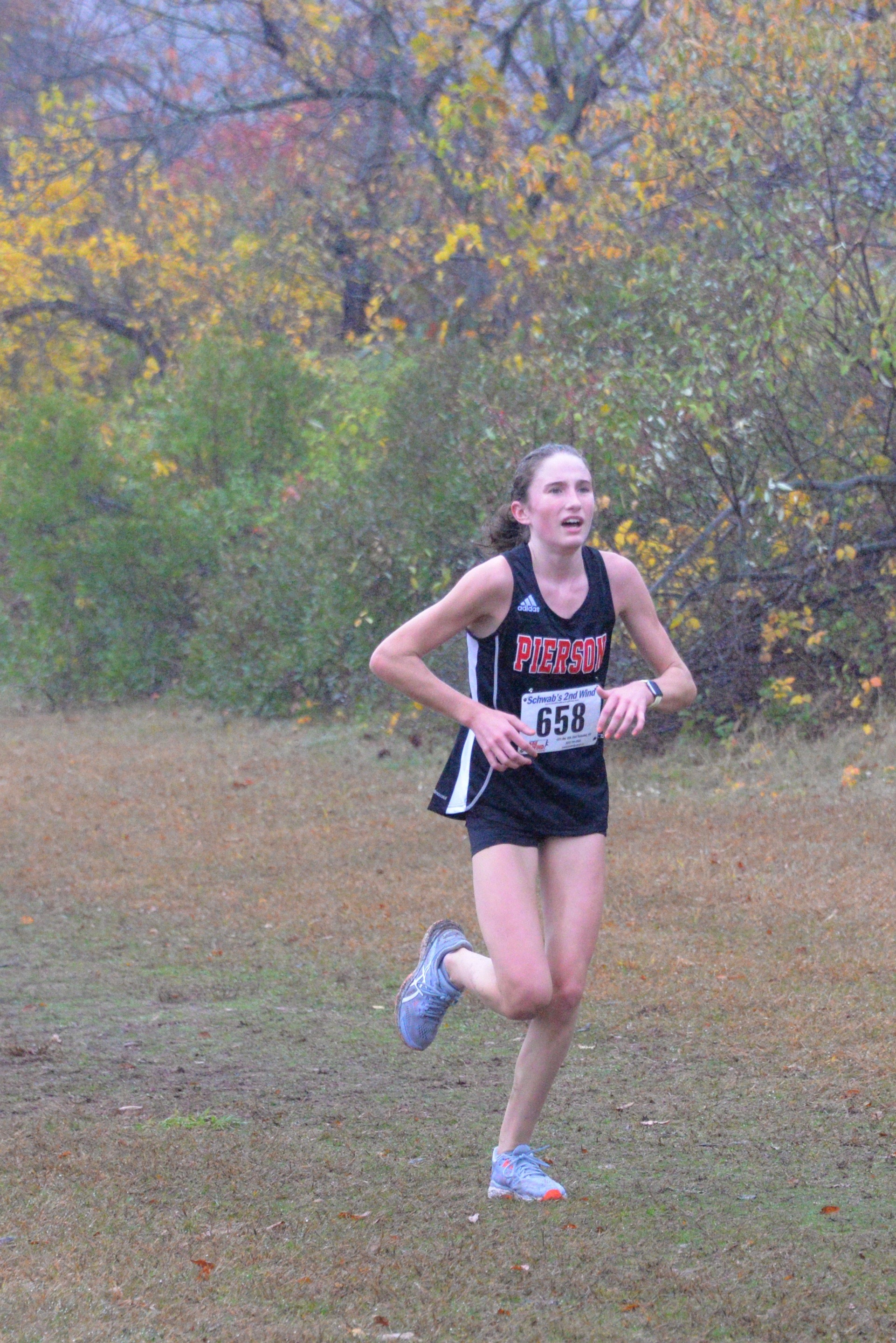 Pierson's Abby Sherwood ran one of her best races of the season at Divisions.
