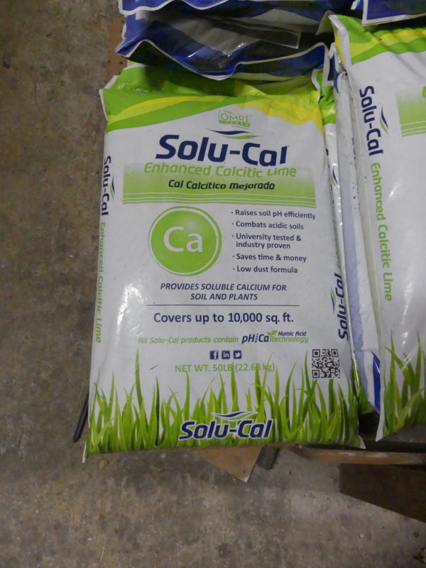 Solu-Cal is a different formulation of calcium that allows you to use less material than straight pelletized limestone. It was once more expensive than the pelletized types, but it is now competitive based on square-foot cost and works much faster. This type can be applied spring or fall since it’s fast acting. 