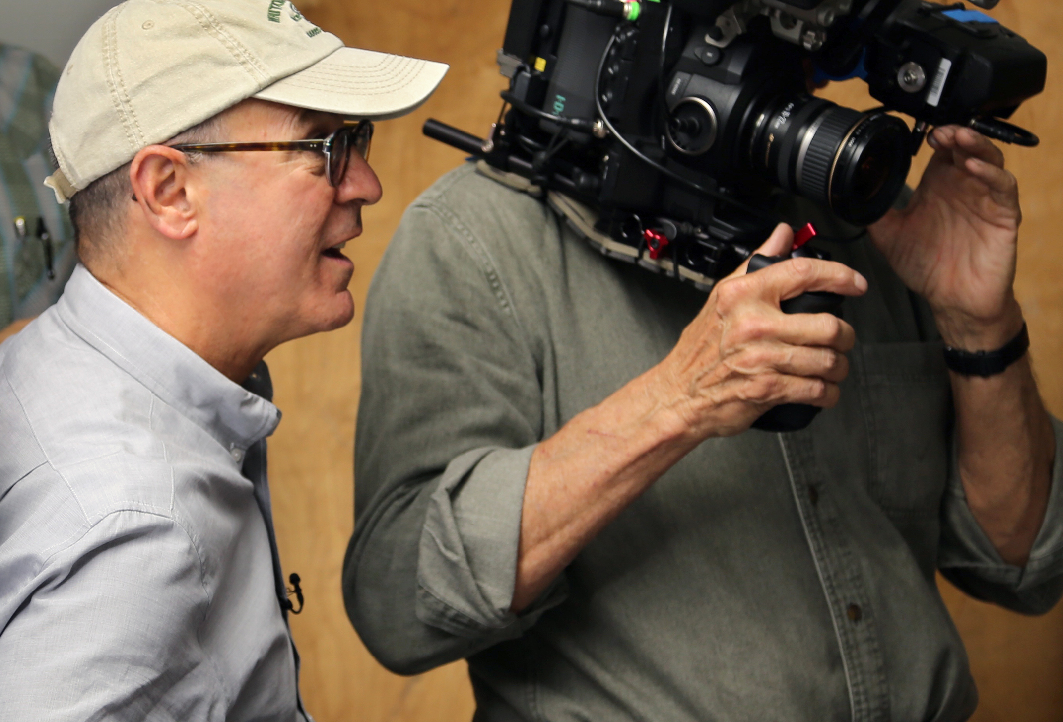 Director Robert Kenner working on set.