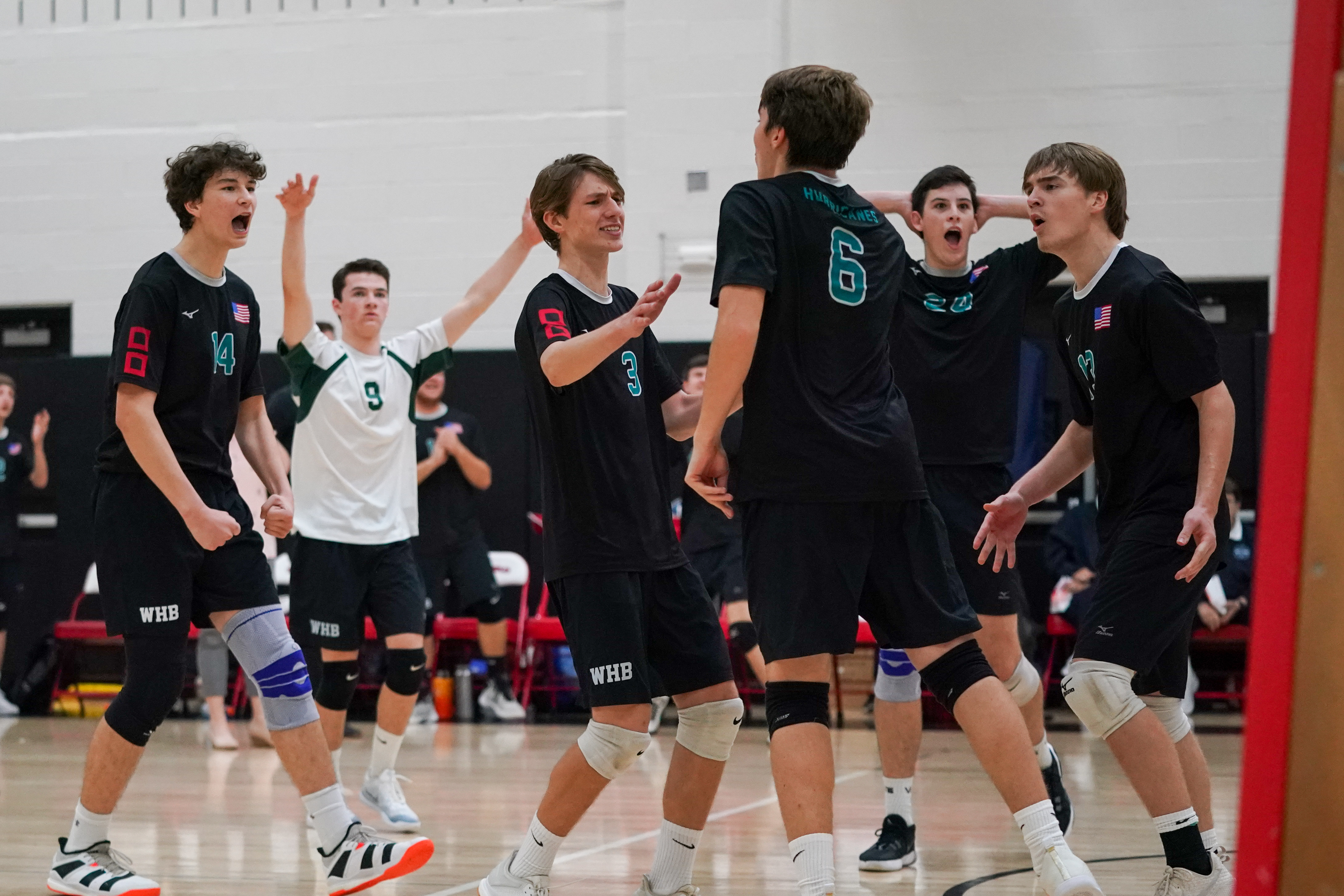 The 'Canes are pumped up after Blake Busking's kill. 