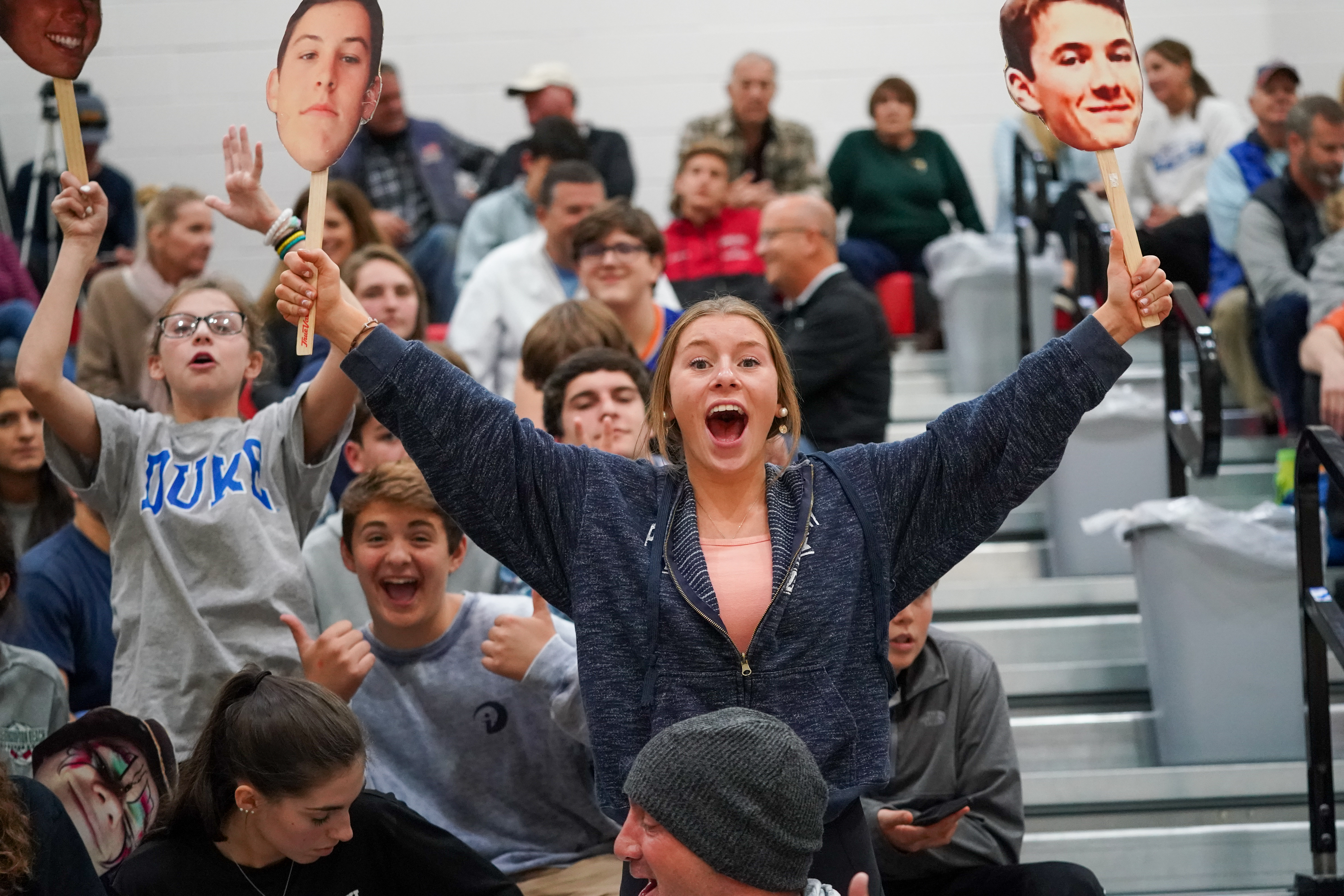 Emma Citarelli was one of the many fans who came out in support for the Westhampton Beach boys volleyball team for Monday's county championship match.