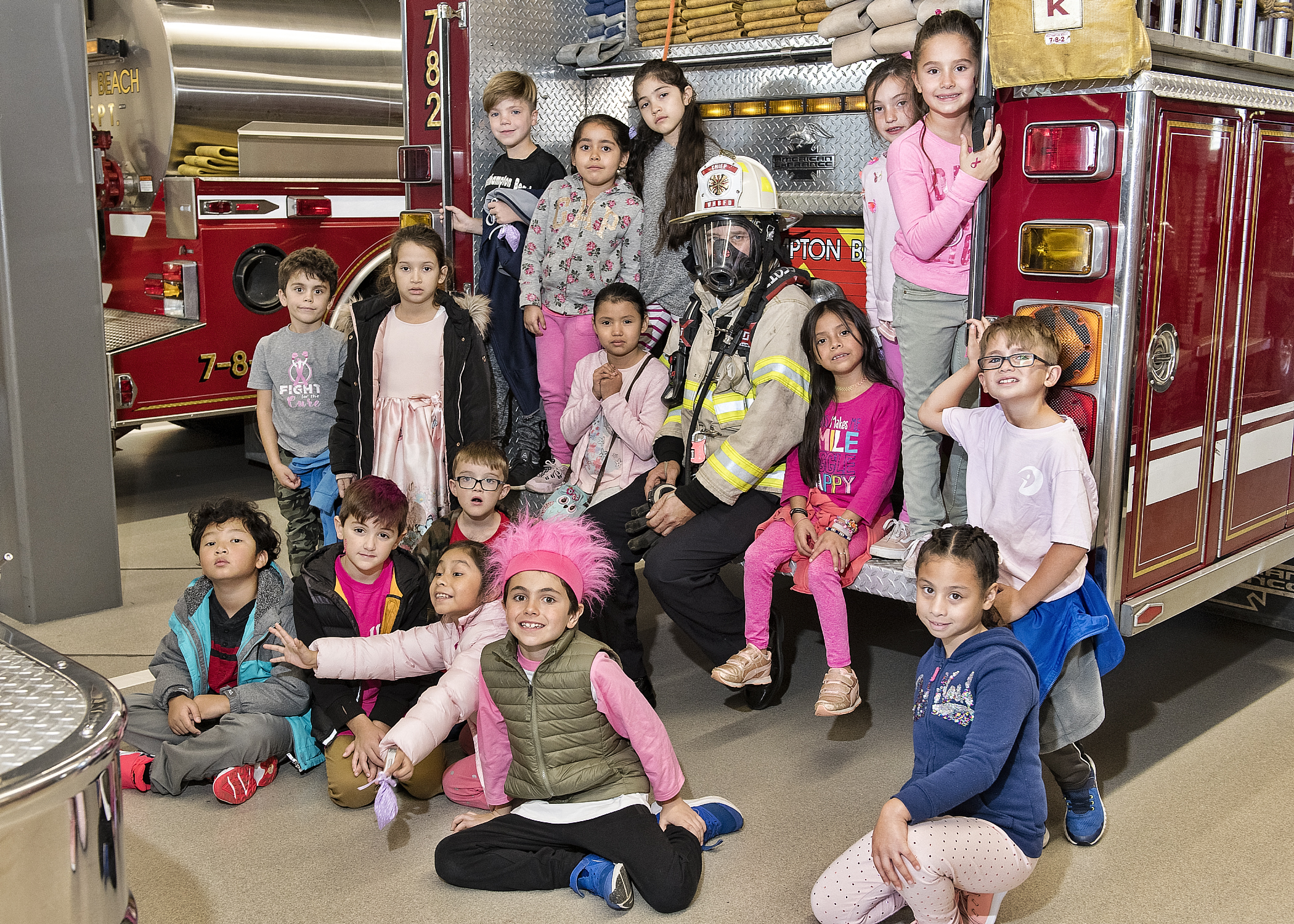 Second graders from the Westhampton Beach Elementary School visited the Westhampton Beach Fire Department’s firehouse on October 23. Third Assistant Chief Larry Saccente led the tour.