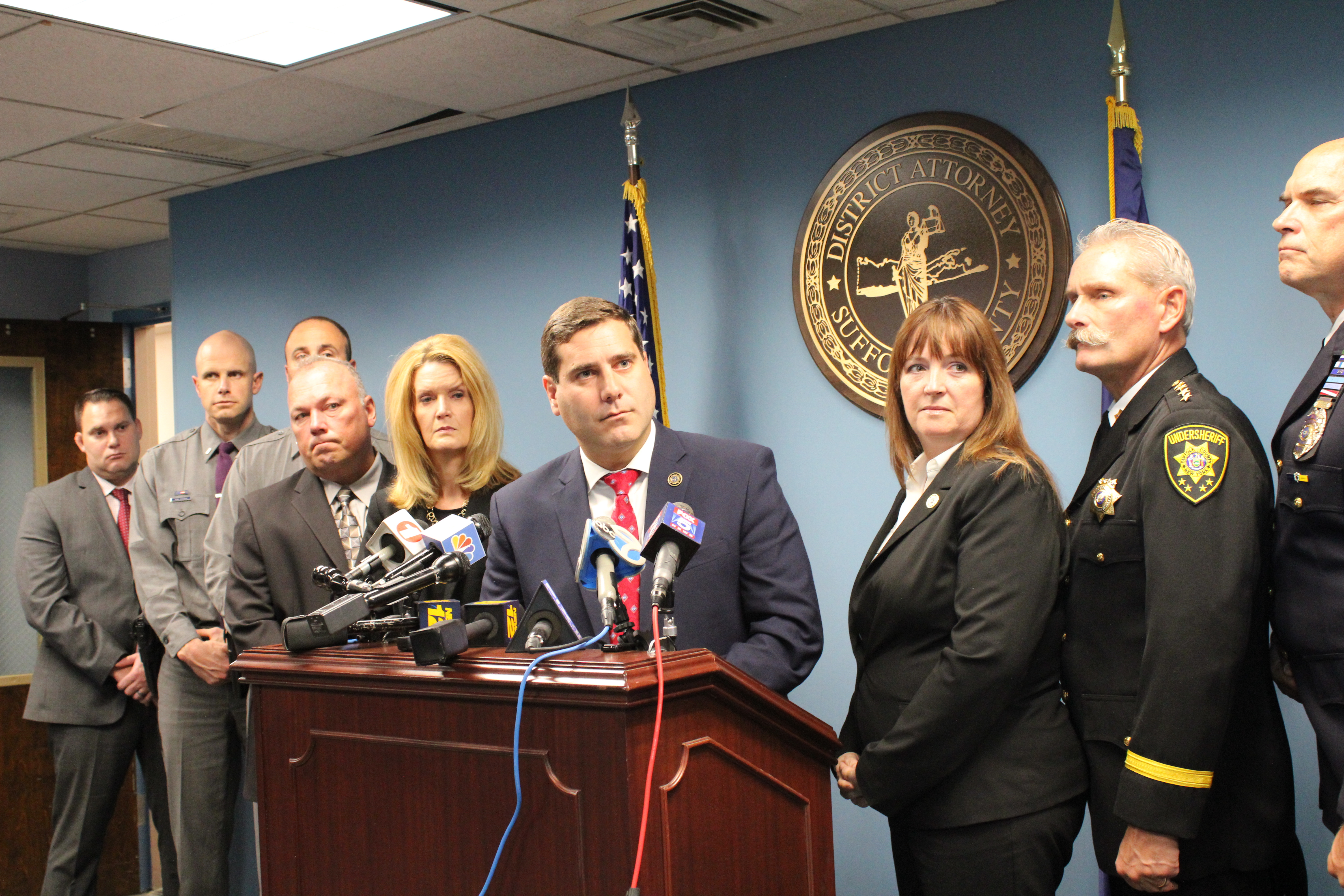 The press release at the Suffolk County District Attorney office.RACHEL VALDESPINO
