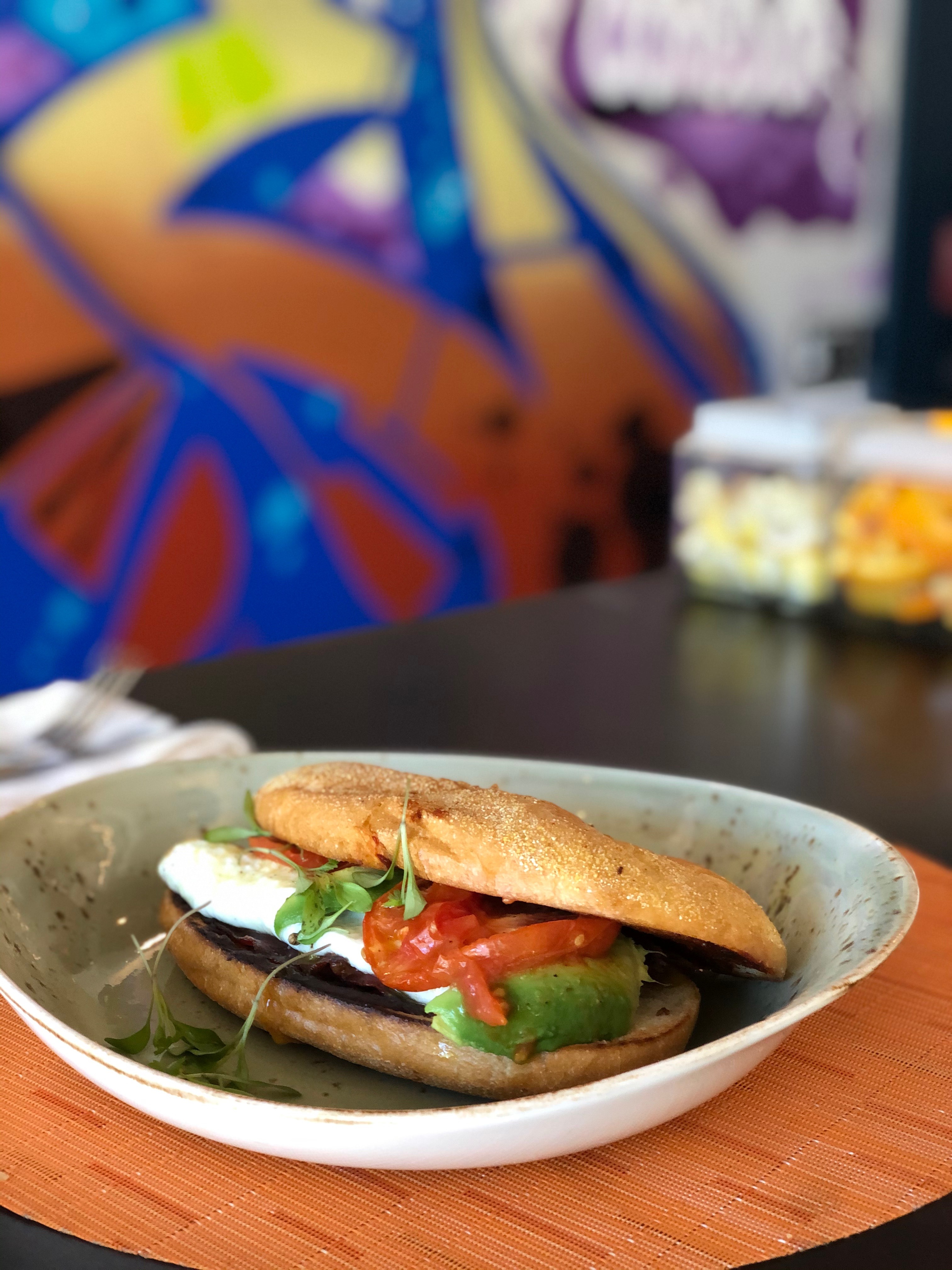 The Torta Desayuno puts a Mexican spin on the classic egg sandwich on the Coche Comedor brunch menu. 