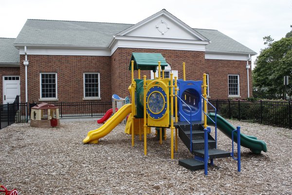 The empty playground of Bright Beginnings at St. Mark's daycare. KATE RIGA