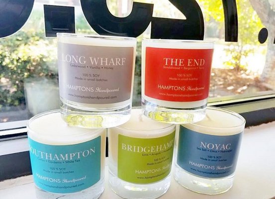 Five signature scents from the East End candle line. COURTESY BRITTANY TORRES.