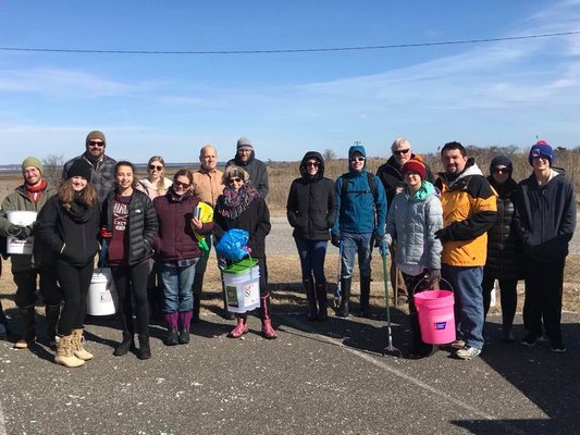 23 volunteers came out to clean up the Ponquogue Beach on Saturday. COURTESY ELI SURFRIDER FOUNDATION
