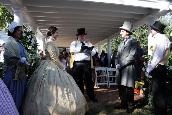 The 1850s wedding reenactment at the Southampton Historical Museum on Saturday.