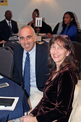 Southampton Town Supervisor Jay Schneiderman and Pam Griekne at the 64th annual Long Island NAACP luncheon on Saturday afternoon at the Southampton Inn. TOM KOCHIE